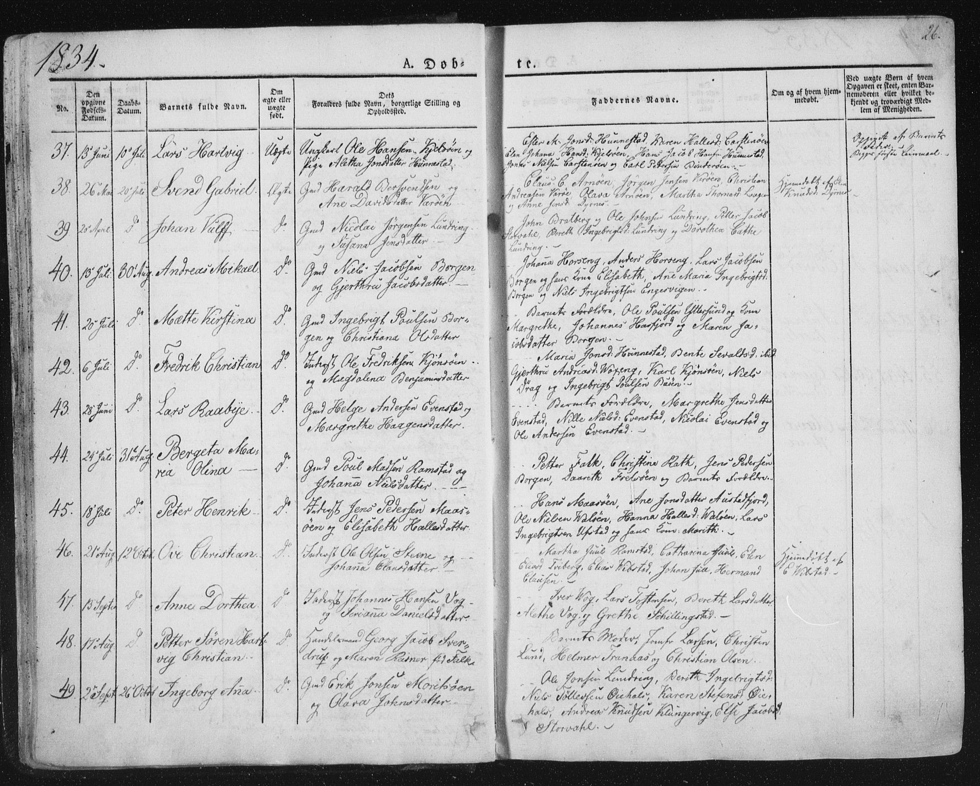 Ministerialprotokoller, klokkerbøker og fødselsregistre - Nord-Trøndelag, SAT/A-1458/784/L0669: Parish register (official) no. 784A04, 1829-1859, p. 26