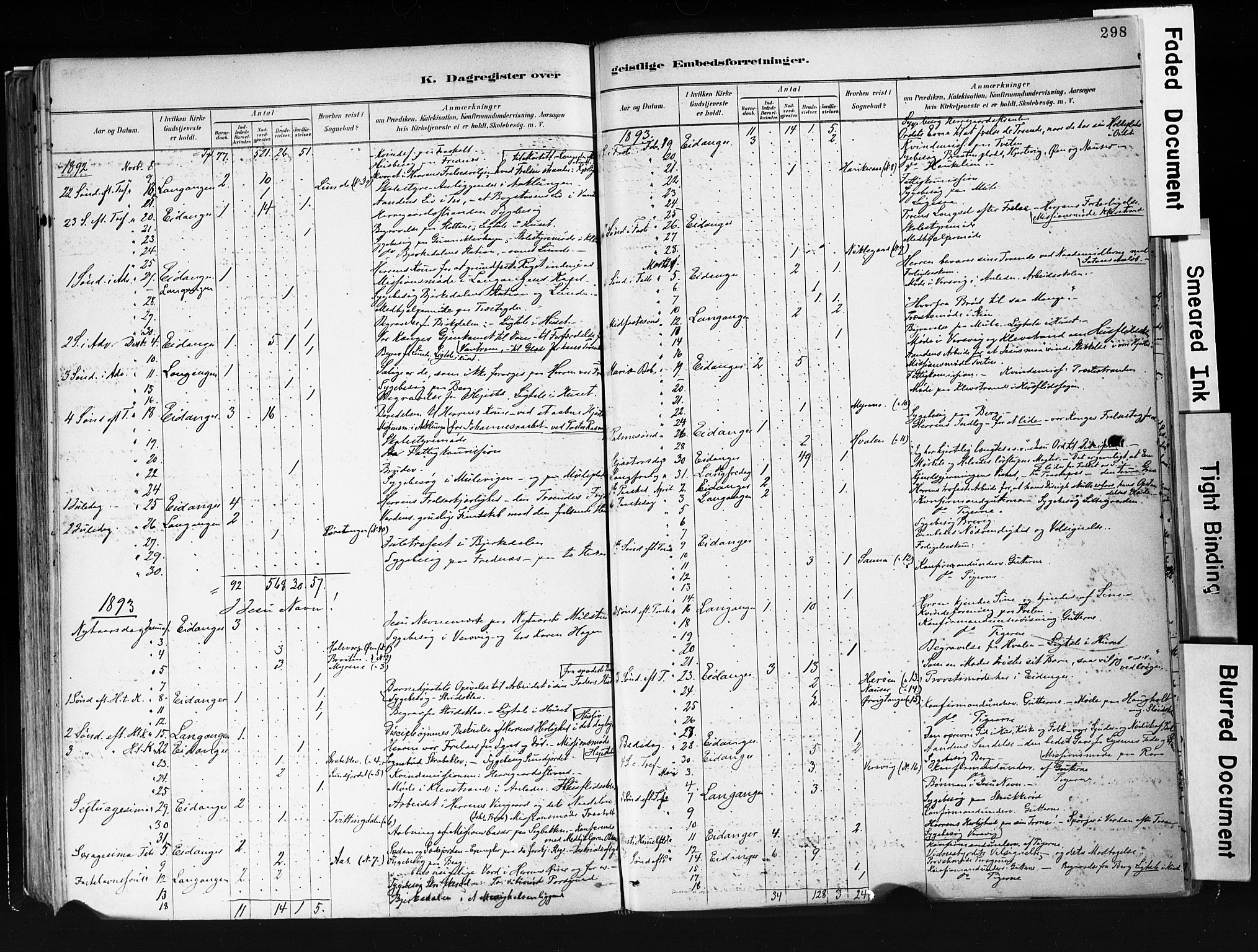 Eidanger kirkebøker, AV/SAKO-A-261/F/Fa/L0012: Parish register (official) no. 12, 1879-1900, p. 298