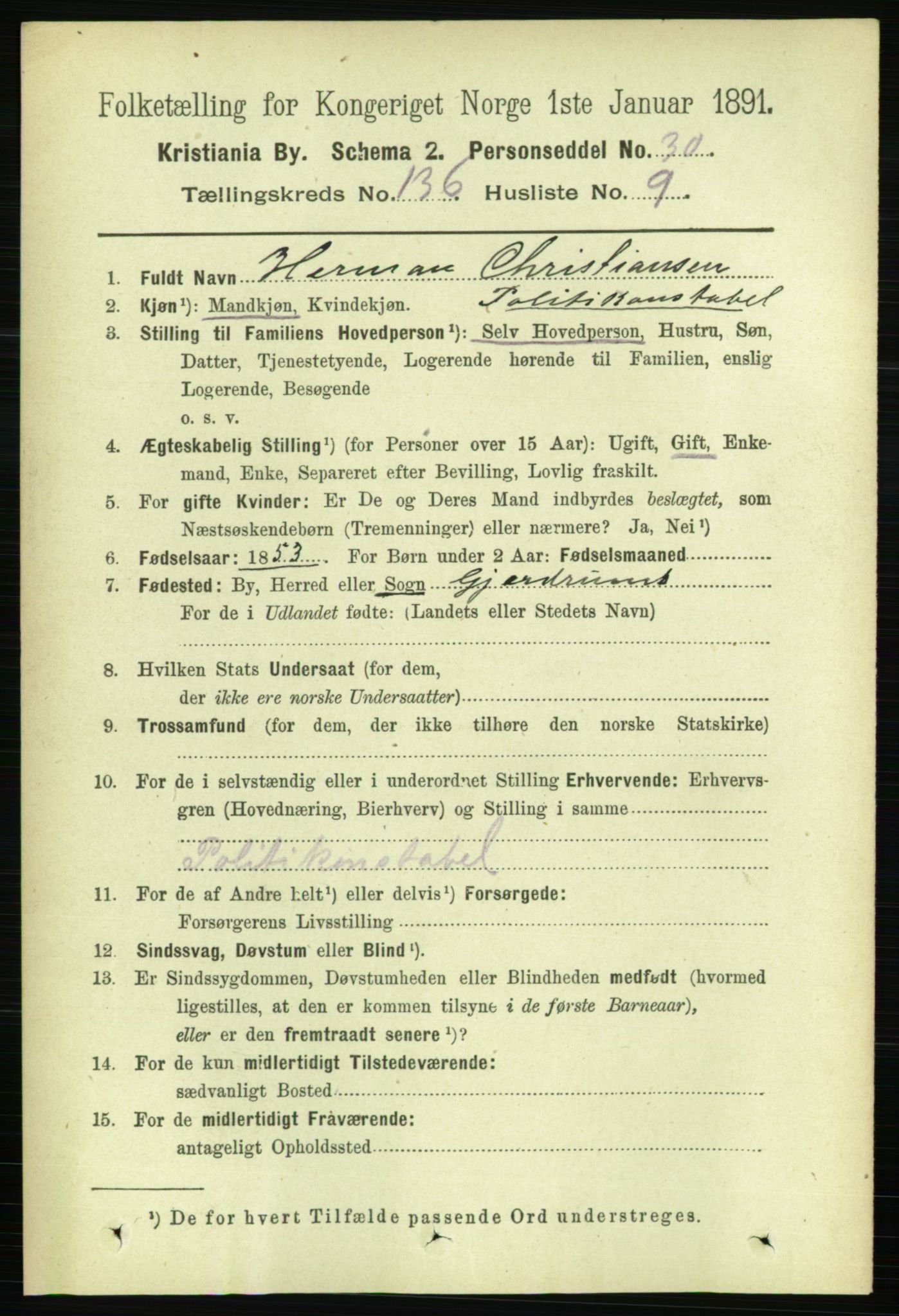 RA, 1891 census for 0301 Kristiania, 1891, p. 75500