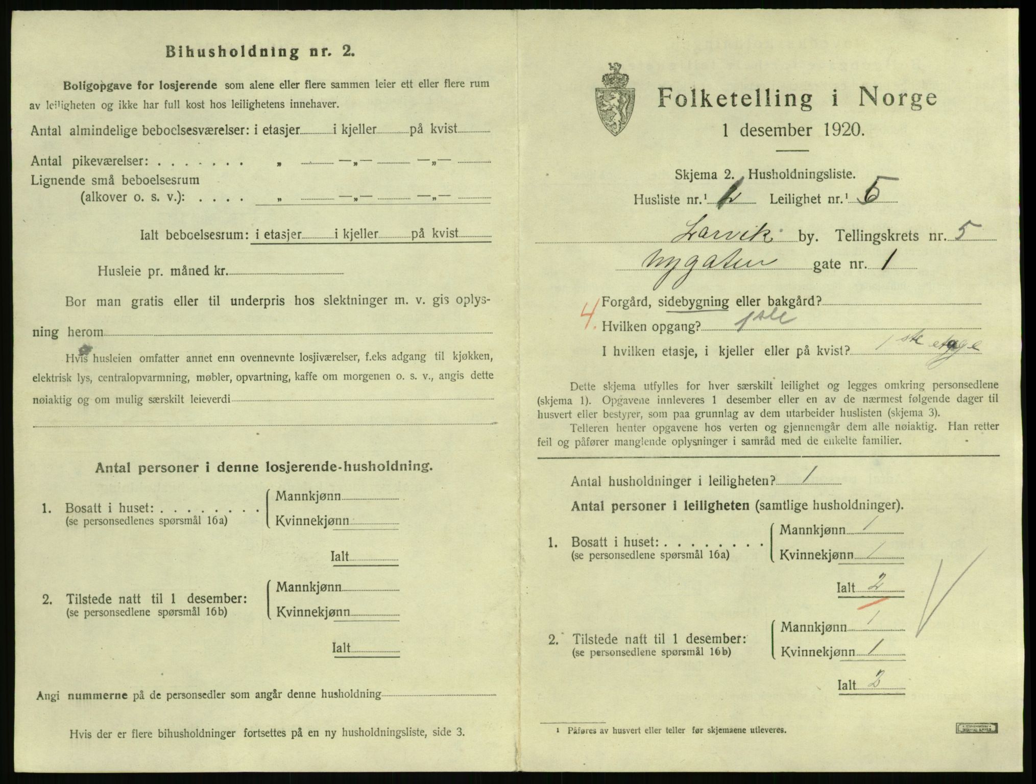 SAKO, 1920 census for Larvik, 1920, p. 4862