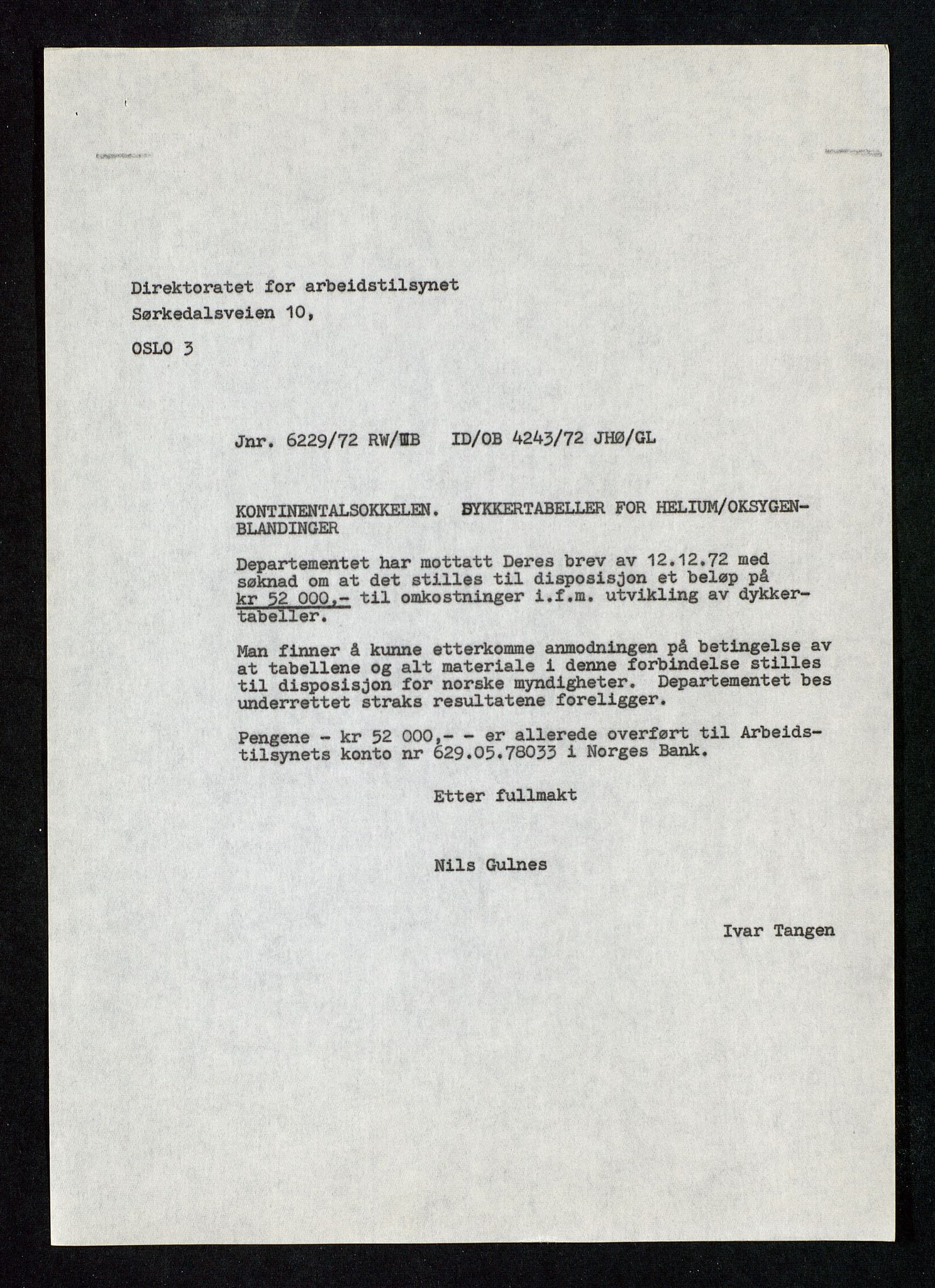 Industridepartementet, Oljekontoret, SAST/A-101348/Db/L0004: Simulering, havmiljø og dykking, 1966-1973, p. 618