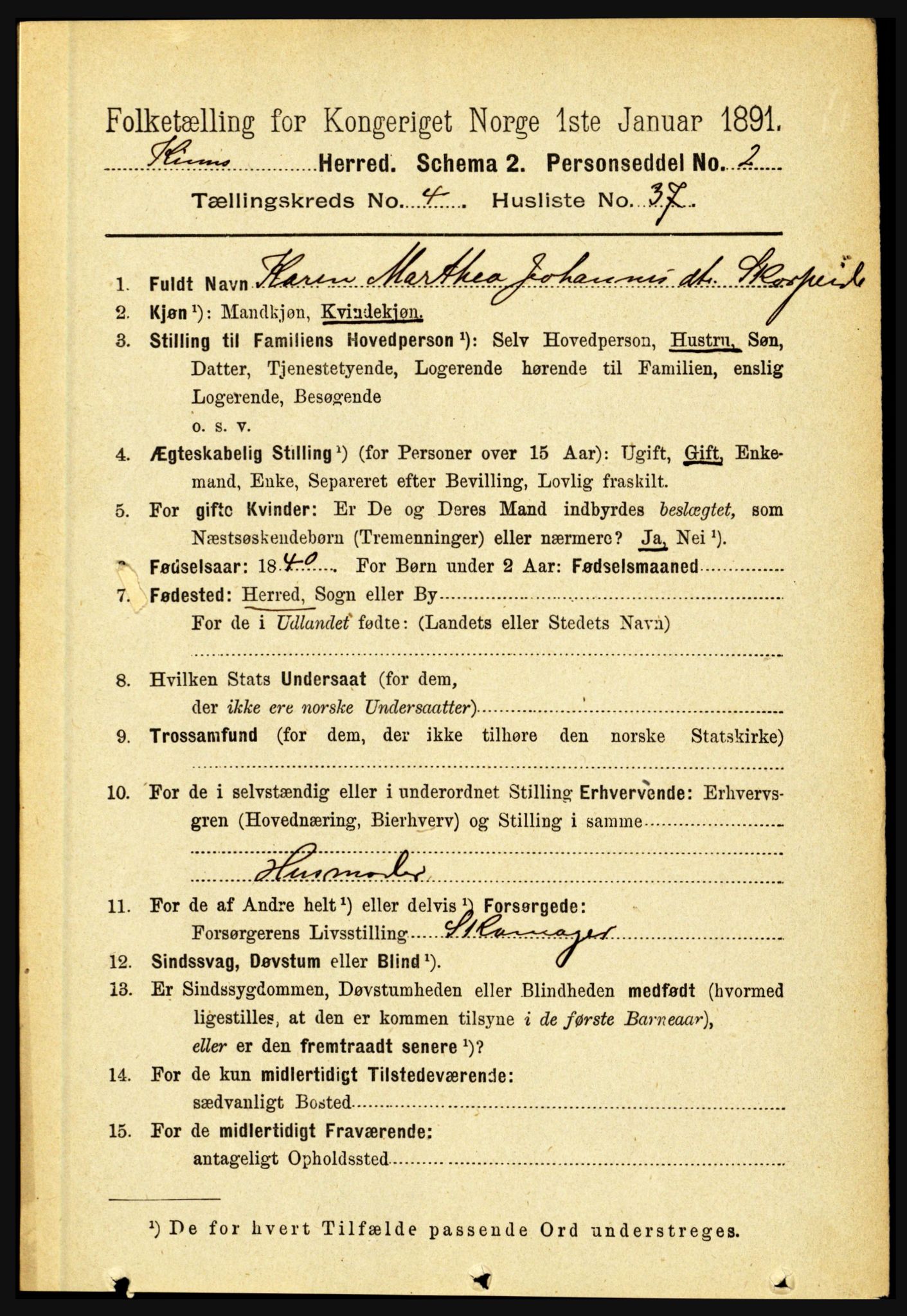RA, 1891 census for 1437 Kinn, 1891, p. 1544