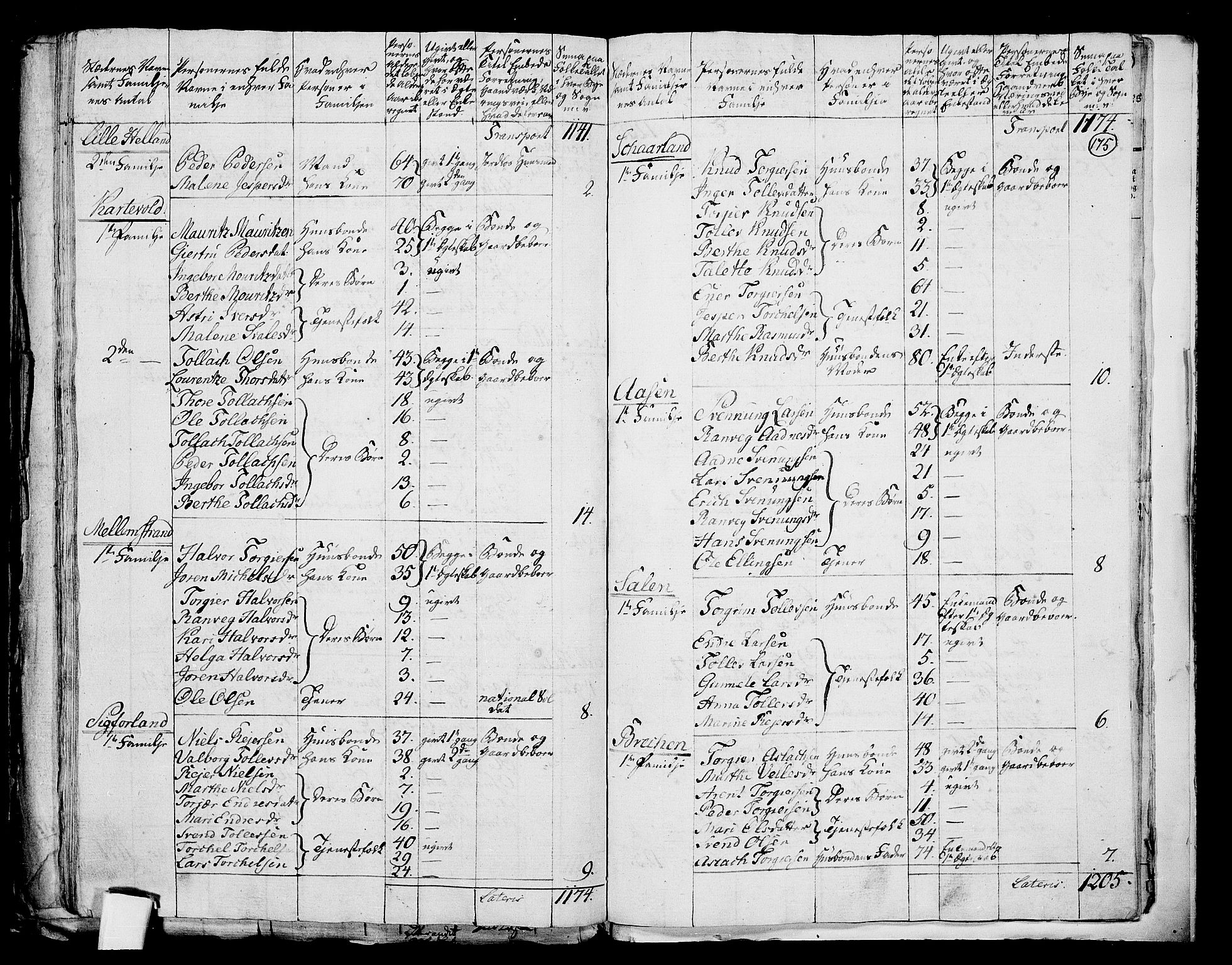 RA, 1801 census for 1121P Lye, 1801, p. 174b-175a