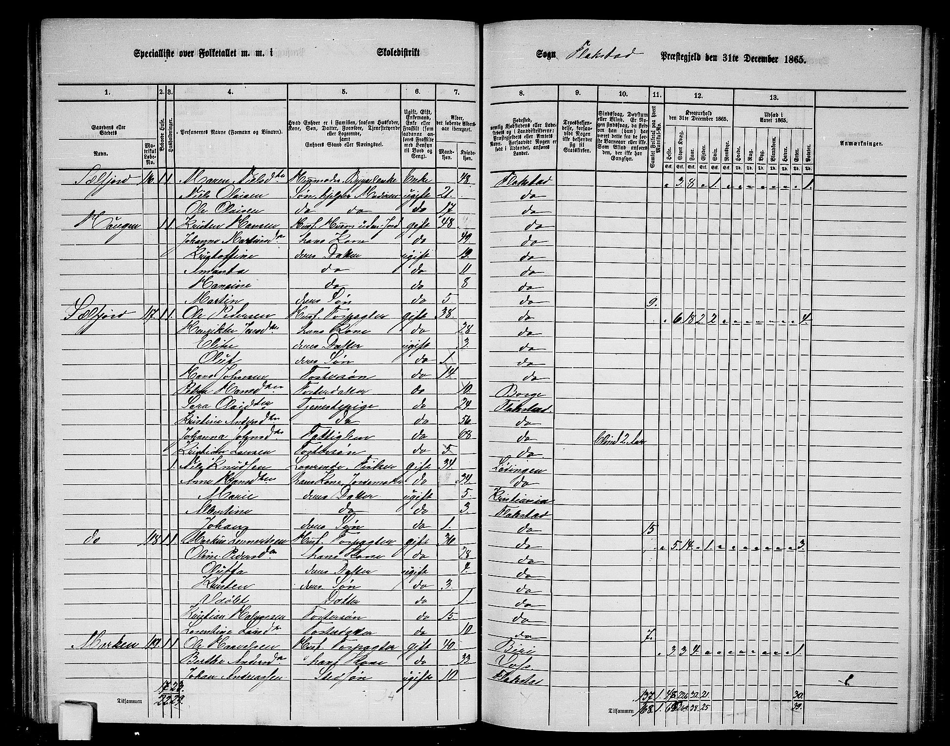 RA, 1865 census for Flakstad, 1865, p. 33