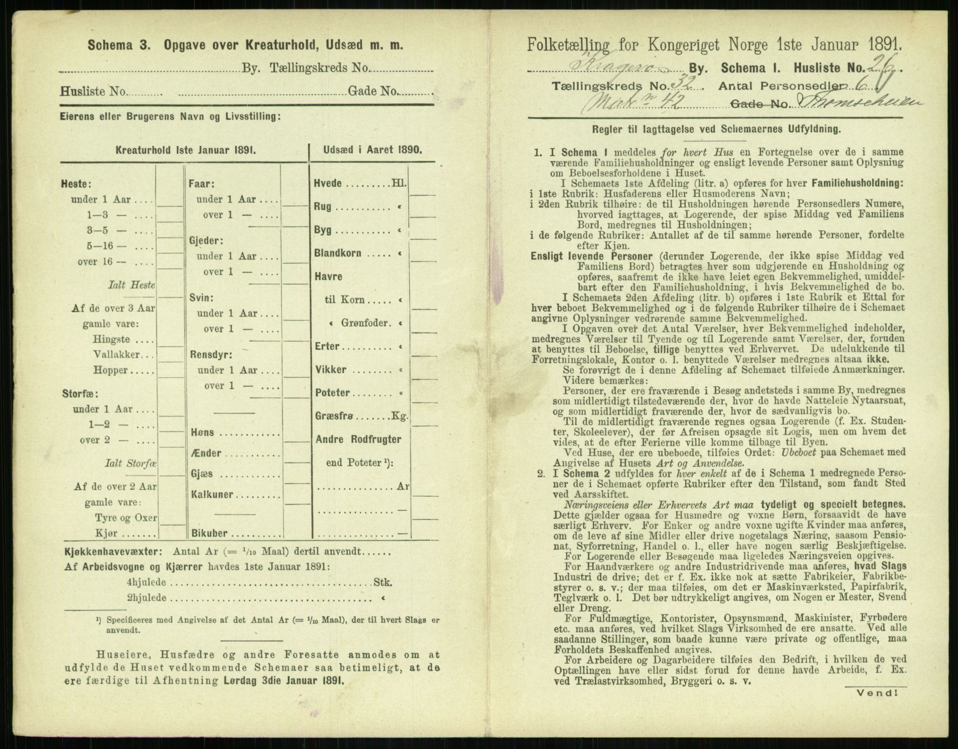 RA, 1891 census for 0801 Kragerø, 1891, p. 1192