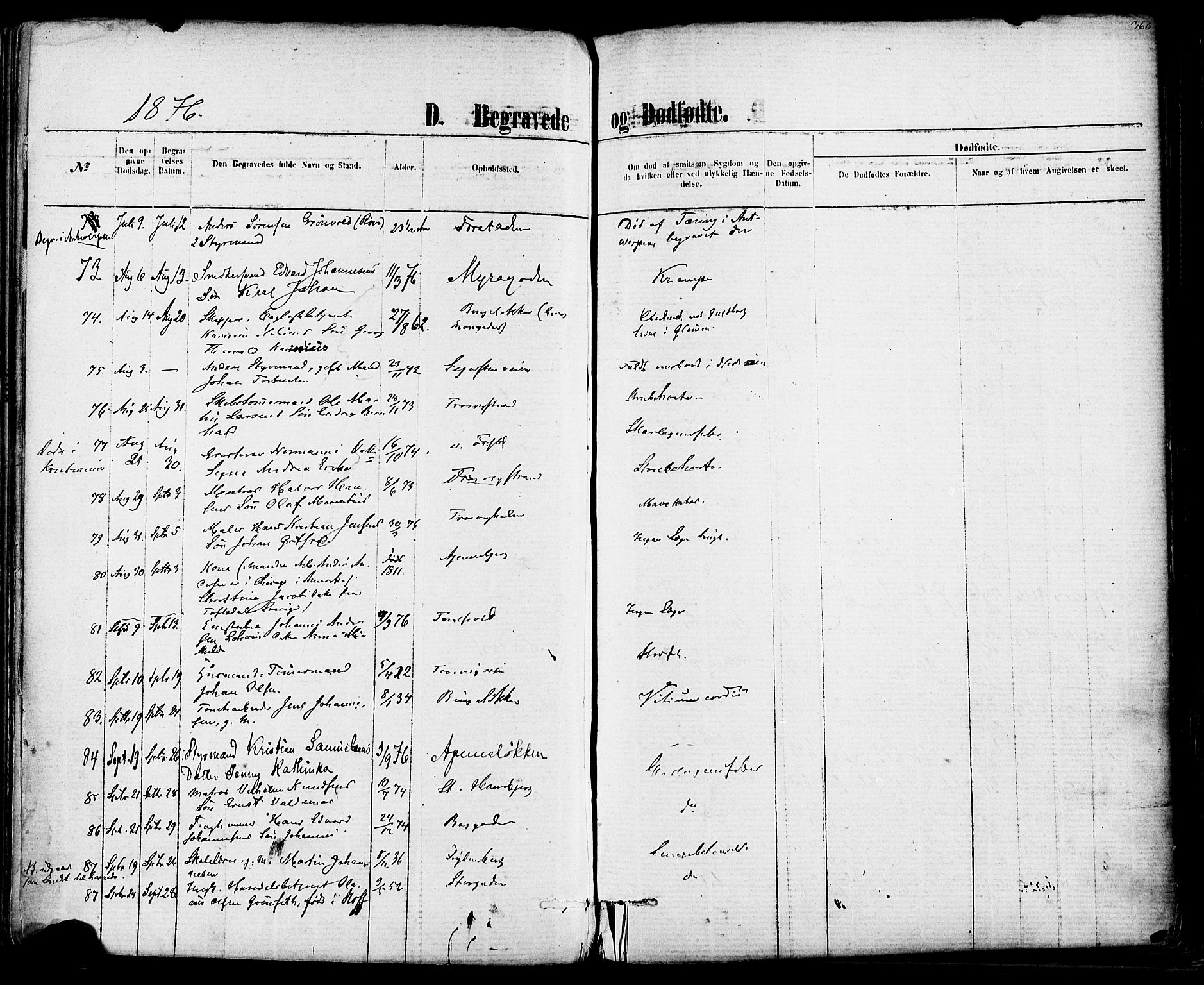 Fredrikstad domkirkes prestekontor Kirkebøker, AV/SAO-A-10906/F/Fa/L0001: Parish register (official) no. 1, 1871-1878, p. 360