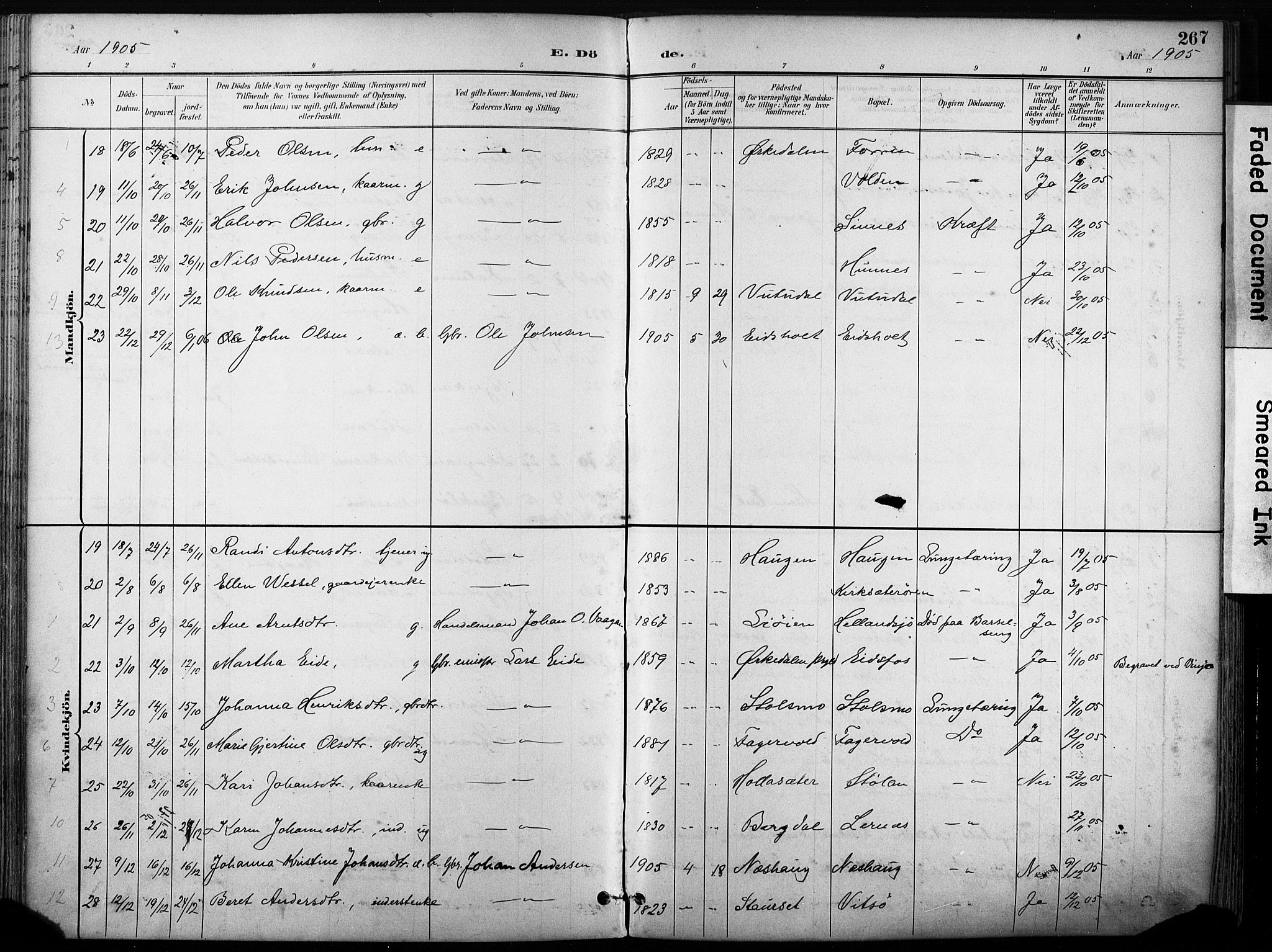 Ministerialprotokoller, klokkerbøker og fødselsregistre - Sør-Trøndelag, AV/SAT-A-1456/630/L0497: Parish register (official) no. 630A10, 1896-1910, p. 267