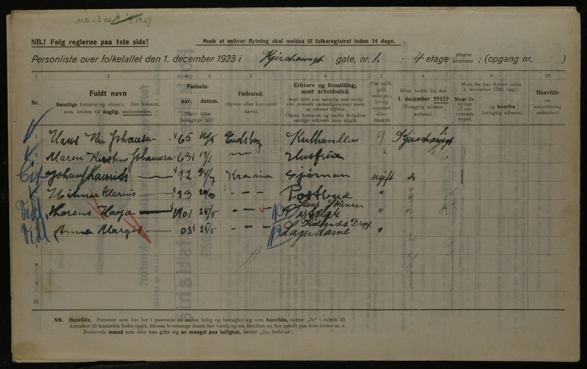 OBA, Municipal Census 1923 for Kristiania, 1923, p. 55159