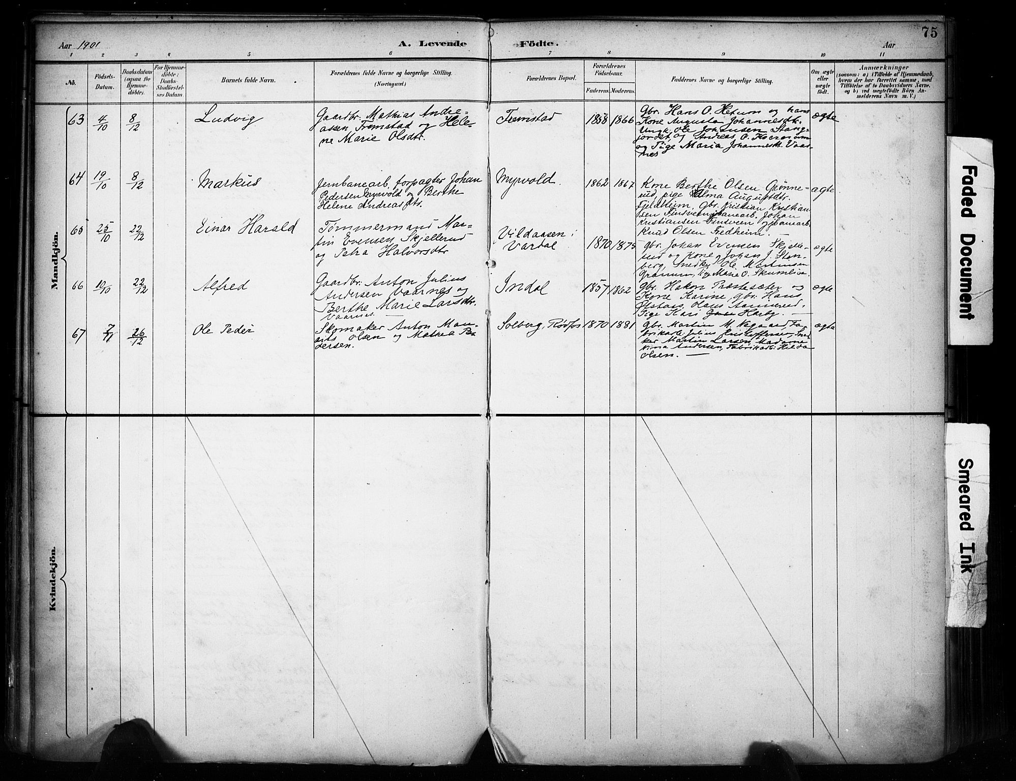 Vestre Toten prestekontor, SAH/PREST-108/H/Ha/Haa/L0011: Parish register (official) no. 11, 1895-1906, p. 75