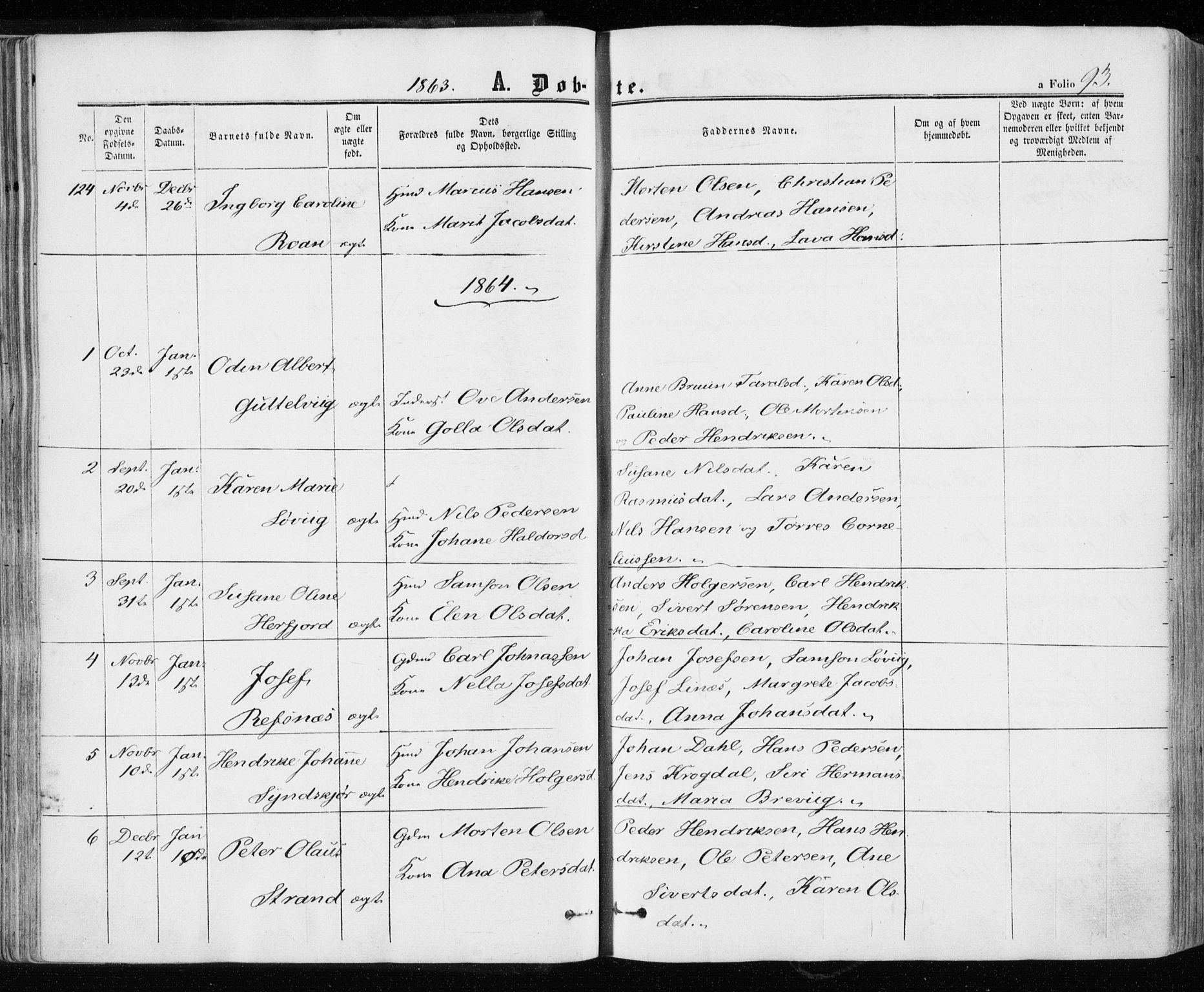 Ministerialprotokoller, klokkerbøker og fødselsregistre - Sør-Trøndelag, SAT/A-1456/657/L0705: Parish register (official) no. 657A06, 1858-1867, p. 93