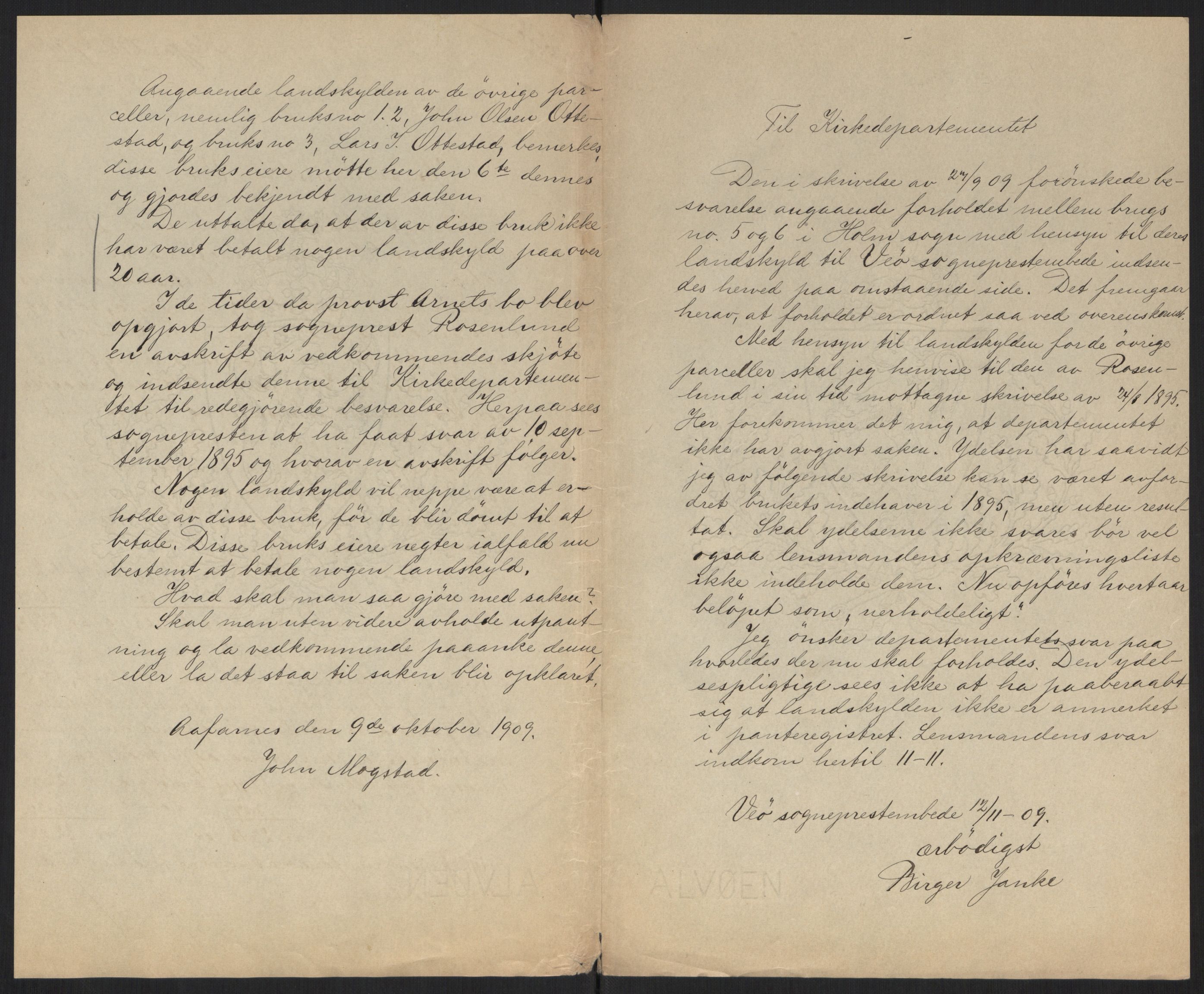 Kirke- og undervisningsdepartementet, 1. fondskontor G, AV/RA-S-1011/E/L0658/0006: Enkeseter / Ottestad i Veøy, 1816, 1864-1913, 1816-1913