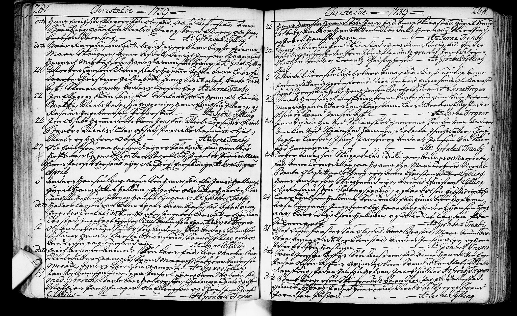 Lier kirkebøker, SAKO/A-230/F/Fa/L0003: Parish register (official) no. I 3, 1727-1748, p. 267-268