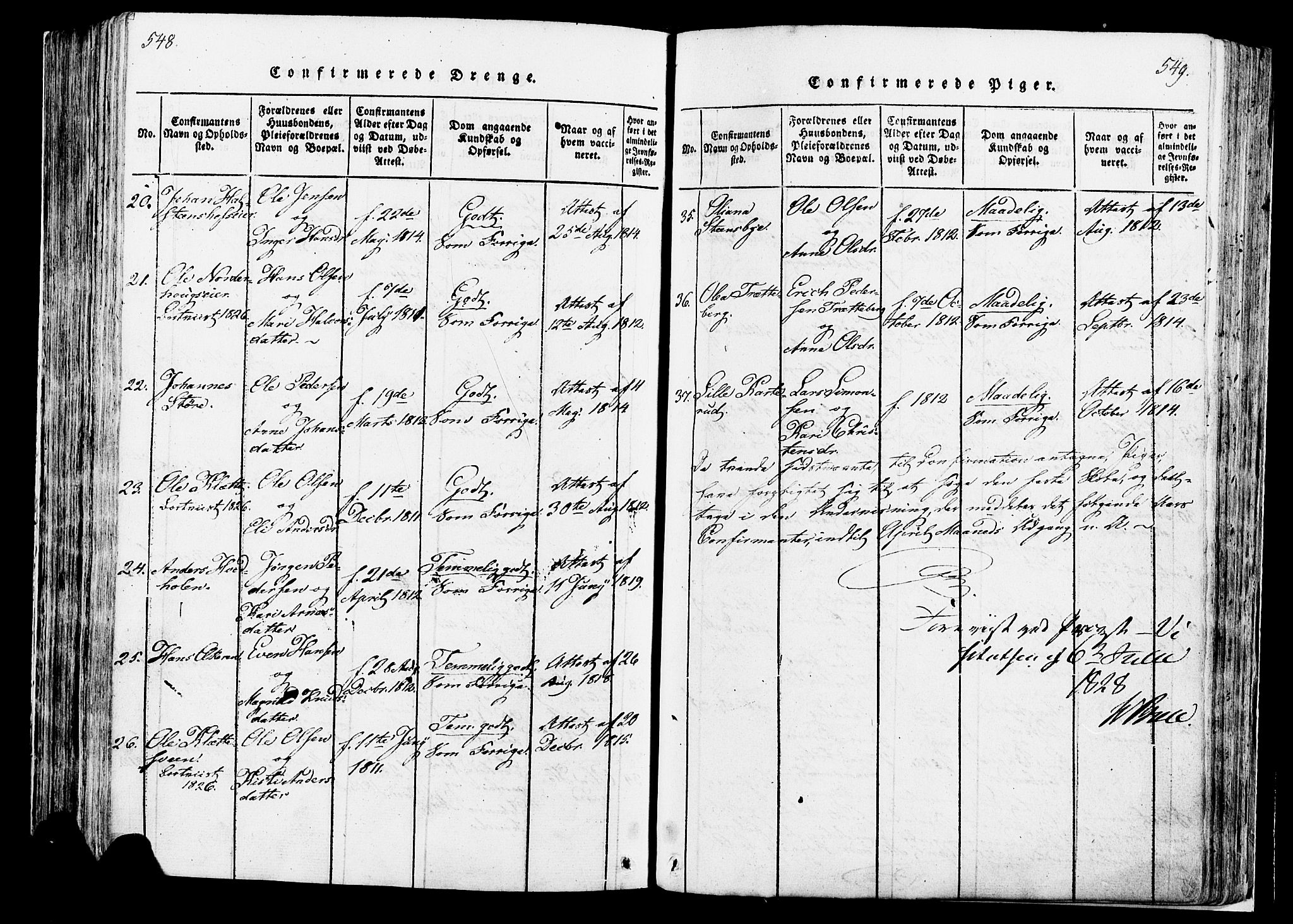 Løten prestekontor, AV/SAH-PREST-022/K/Ka/L0005: Parish register (official) no. 5, 1814-1832, p. 548-549