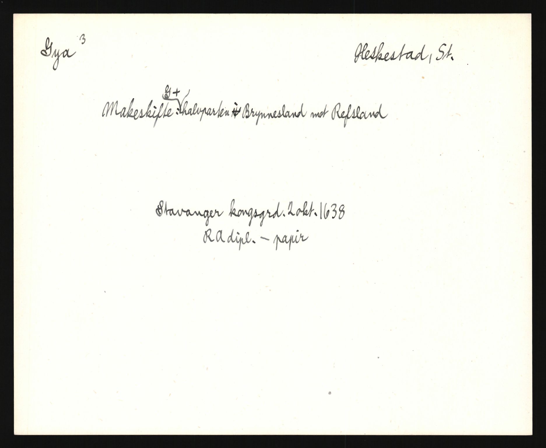 Riksarkivets diplomsamling, AV/RA-EA-5965/F35/F35e/L0027: Registreringssedler Rogaland, 1400-1700, p. 59