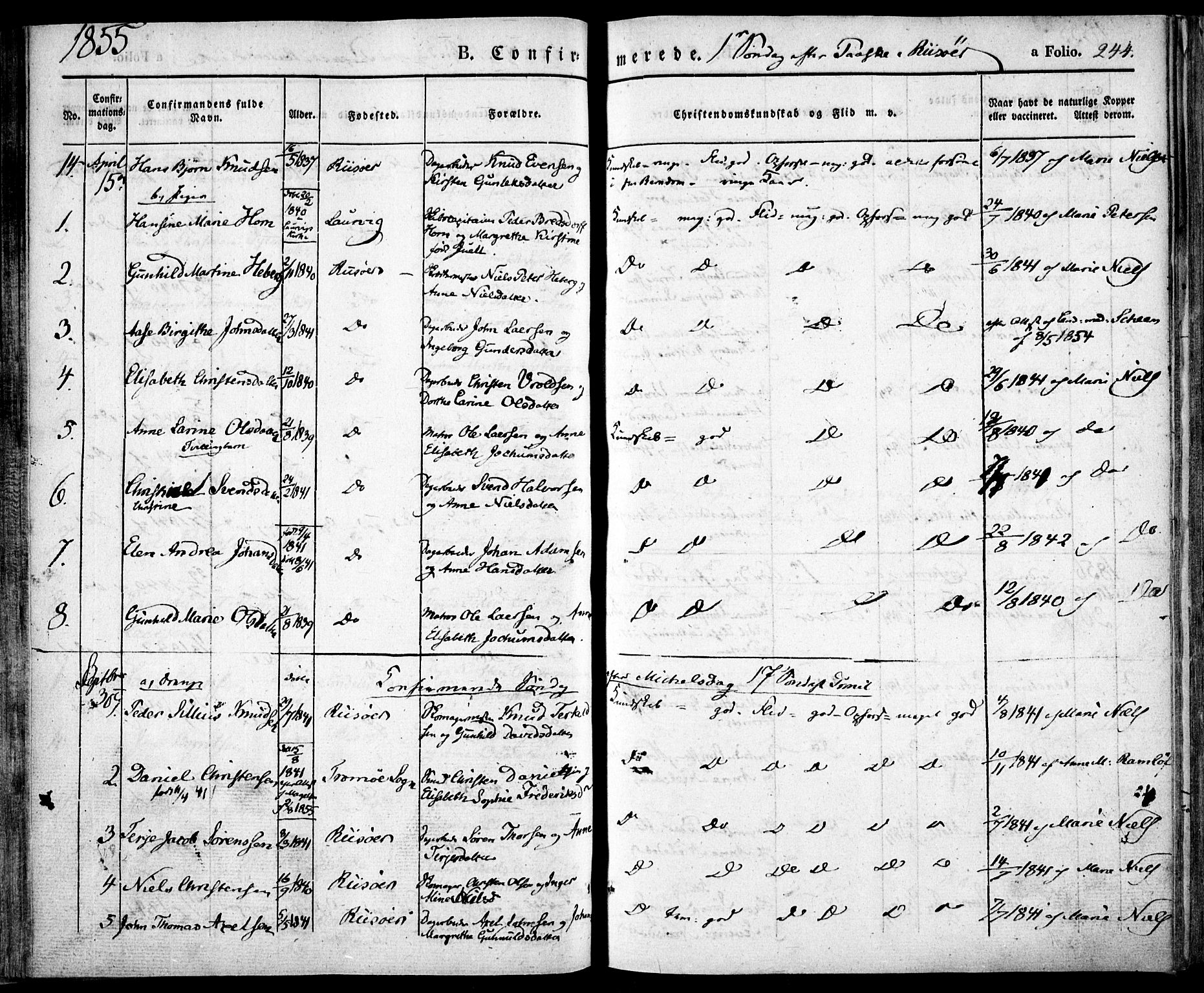 Risør sokneprestkontor, AV/SAK-1111-0035/F/Fa/L0003: Parish register (official) no. A 3, 1838-1864, p. 244