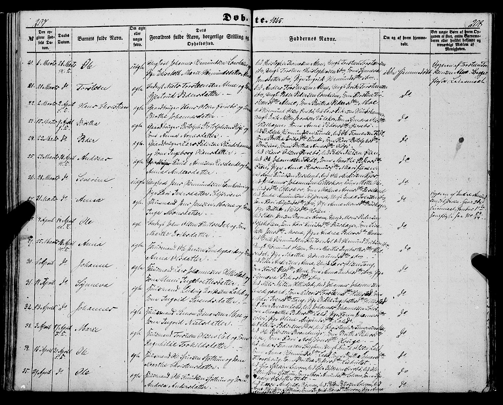 Hafslo sokneprestembete, AV/SAB-A-80301/H/Haa/Haaa/L0009: Parish register (official) no. A 9, 1852-1873, p. 207-208