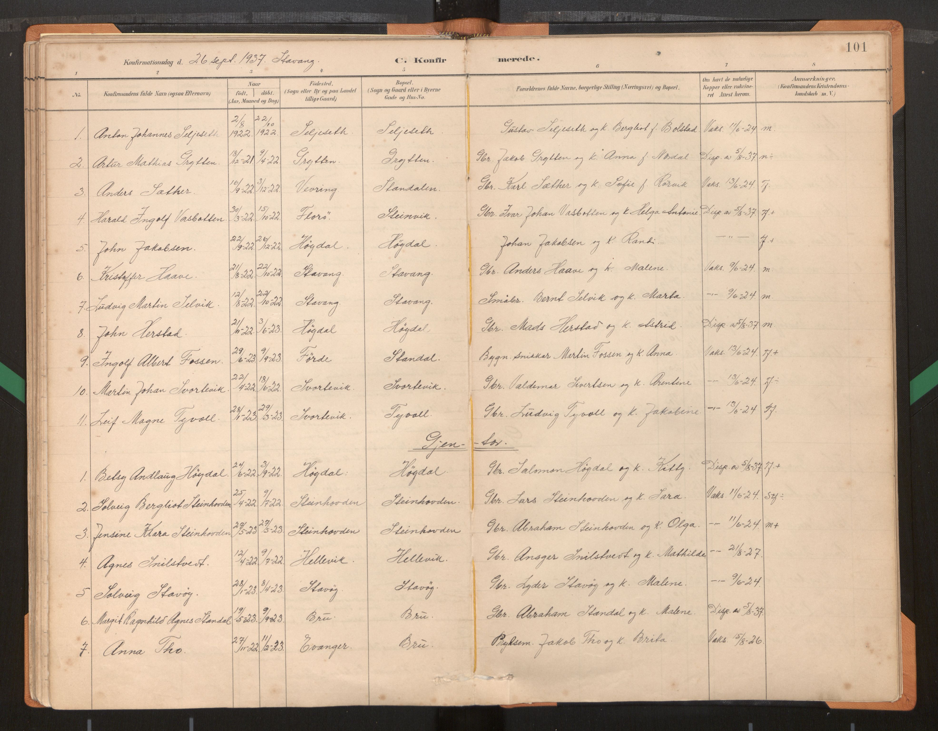 Kinn sokneprestembete, AV/SAB-A-80801/H/Haa/Haad/L0004: Parish register (official) no. D 4, 1883-1944, p. 101