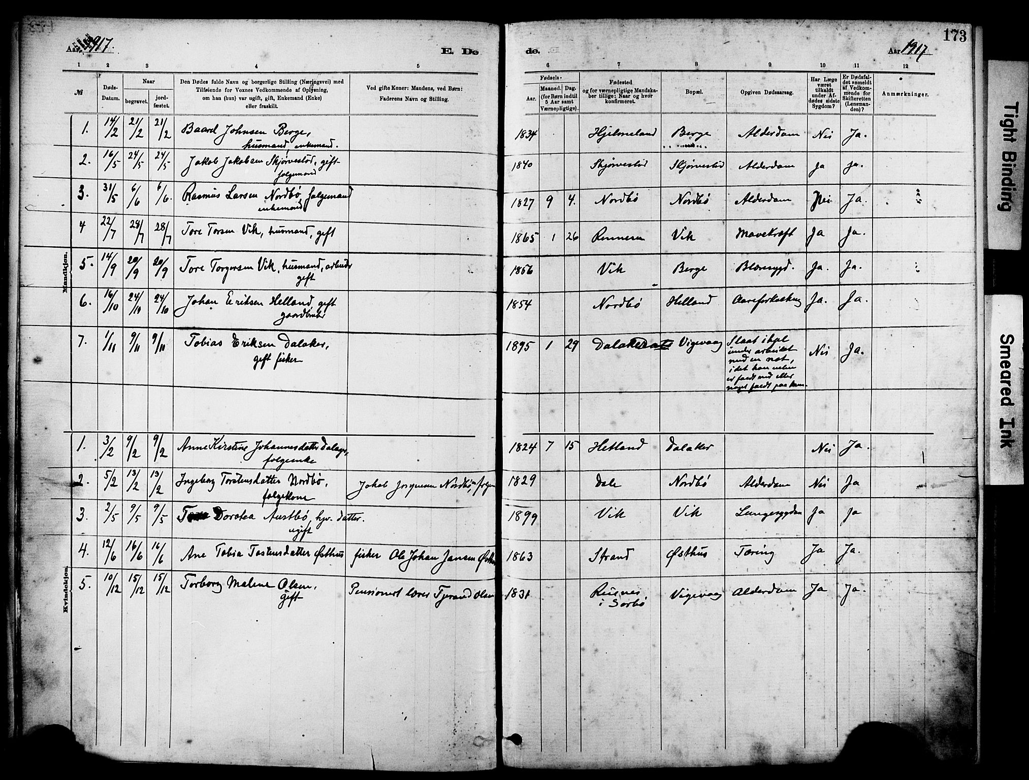 Rennesøy sokneprestkontor, AV/SAST-A -101827/H/Ha/Haa/L0012: Parish register (official) no. A 13, 1885-1917, p. 173