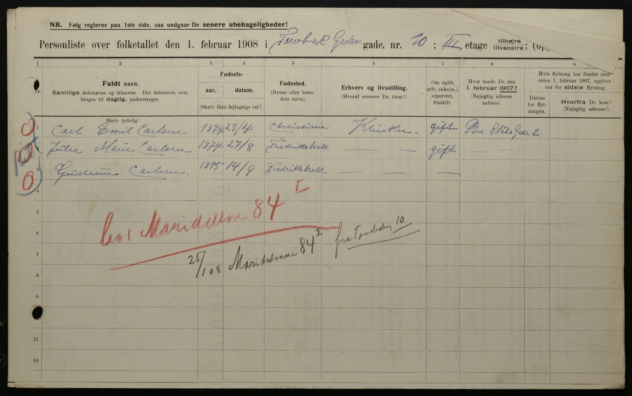 OBA, Municipal Census 1908 for Kristiania, 1908, p. 103624