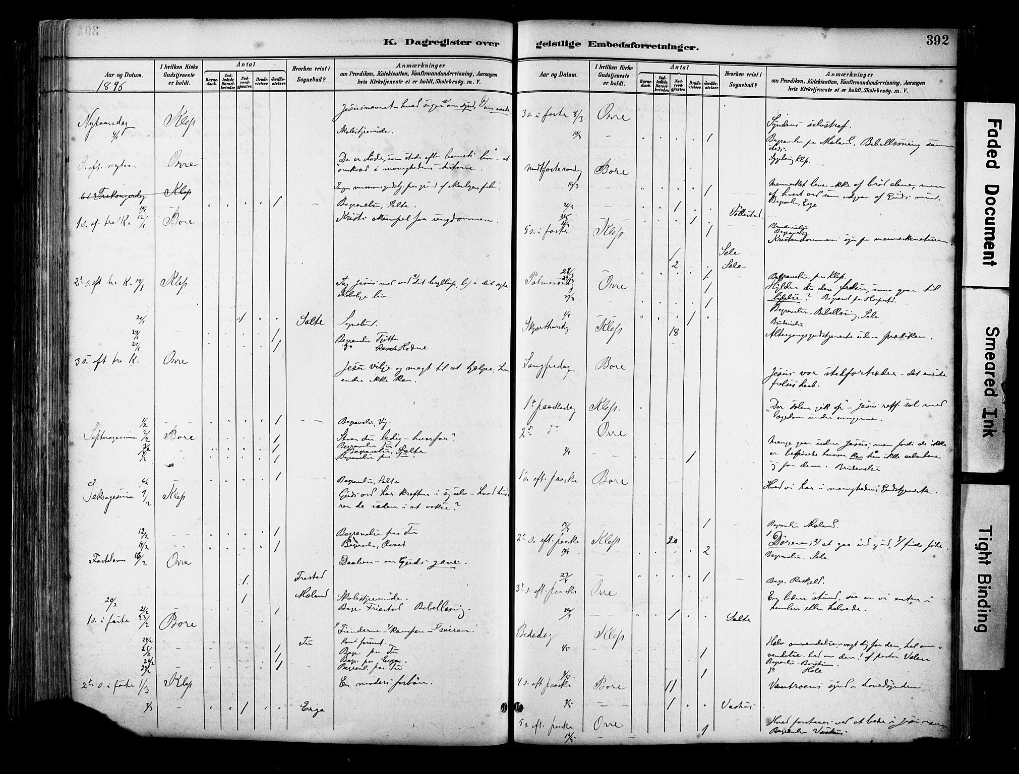 Klepp sokneprestkontor, SAST/A-101803/001/3/30BA/L0009: Parish register (official) no. A 7, 1886-1915, p. 392