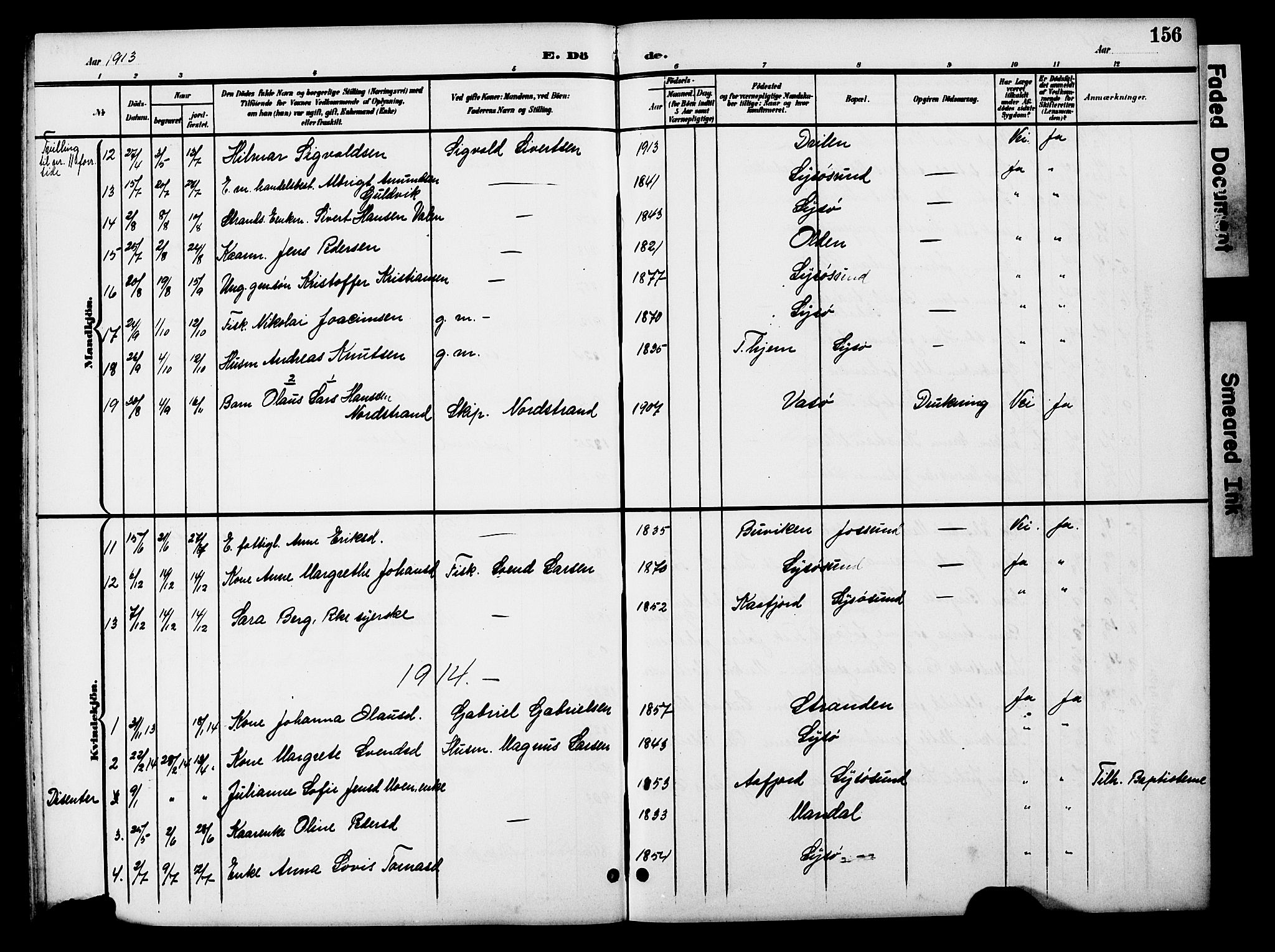 Ministerialprotokoller, klokkerbøker og fødselsregistre - Sør-Trøndelag, SAT/A-1456/654/L0666: Parish register (copy) no. 654C02, 1901-1925, p. 156