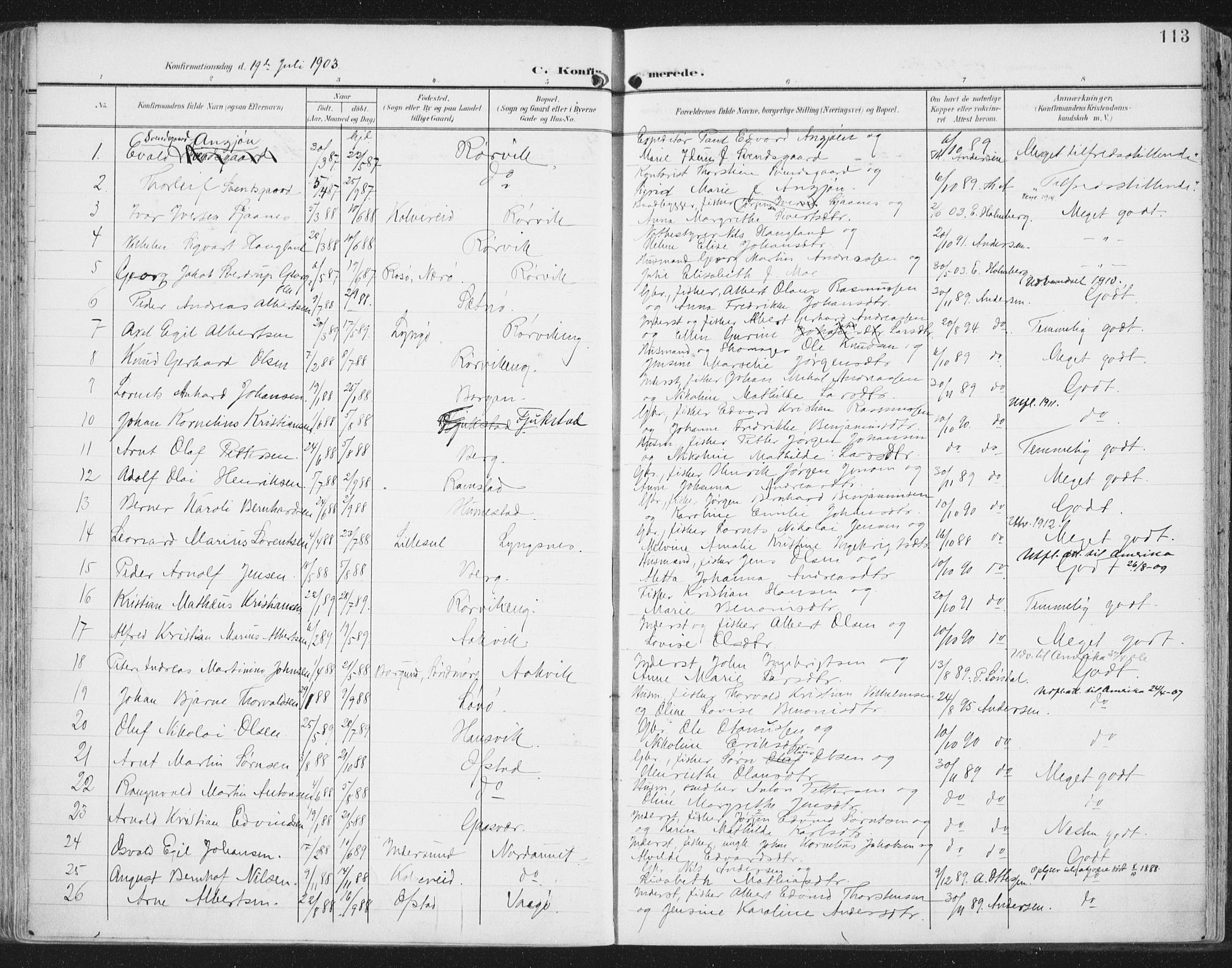 Ministerialprotokoller, klokkerbøker og fødselsregistre - Nord-Trøndelag, SAT/A-1458/786/L0688: Parish register (official) no. 786A04, 1899-1912, p. 113
