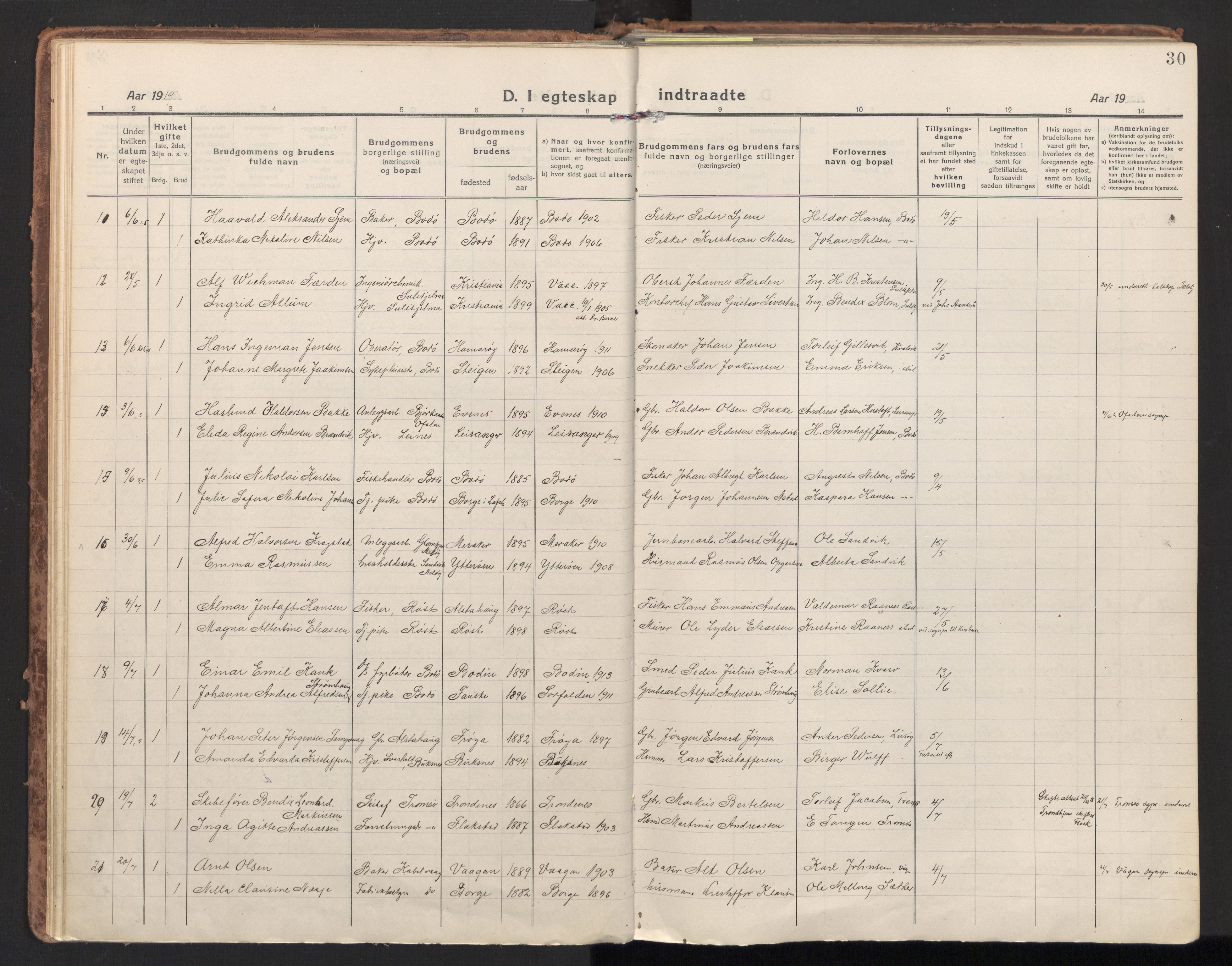 Ministerialprotokoller, klokkerbøker og fødselsregistre - Nordland, SAT/A-1459/801/L0018: Parish register (official) no. 801A18, 1916-1930, p. 30
