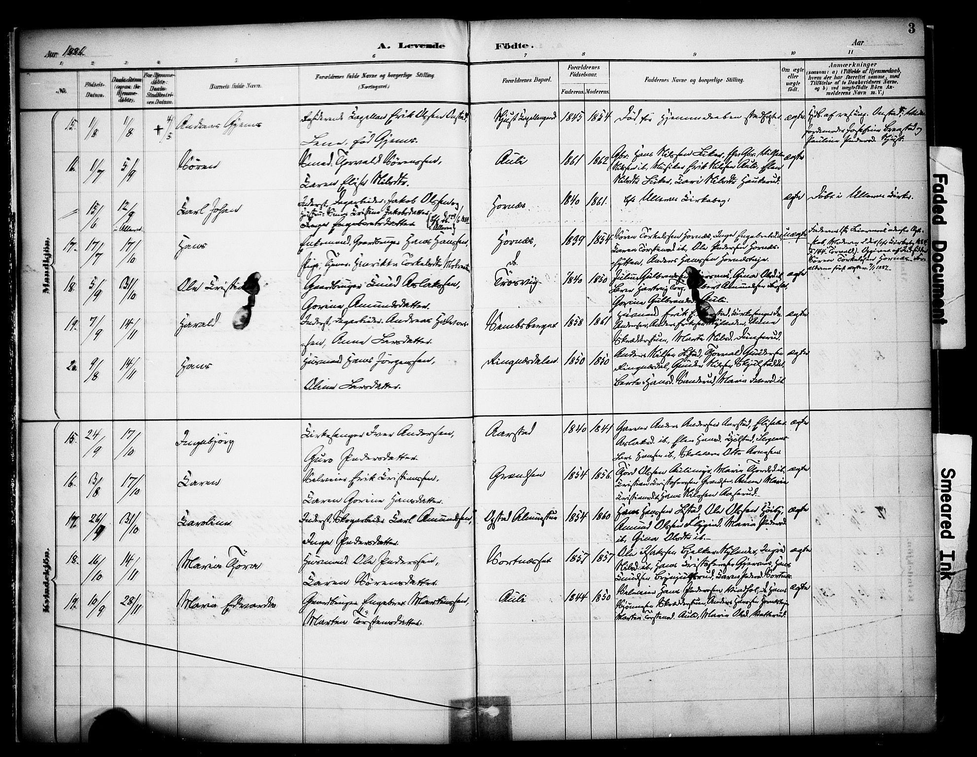 Sør-Odal prestekontor, AV/SAH-PREST-030/H/Ha/Haa/L0009: Parish register (official) no. 9, 1886-1926, p. 3