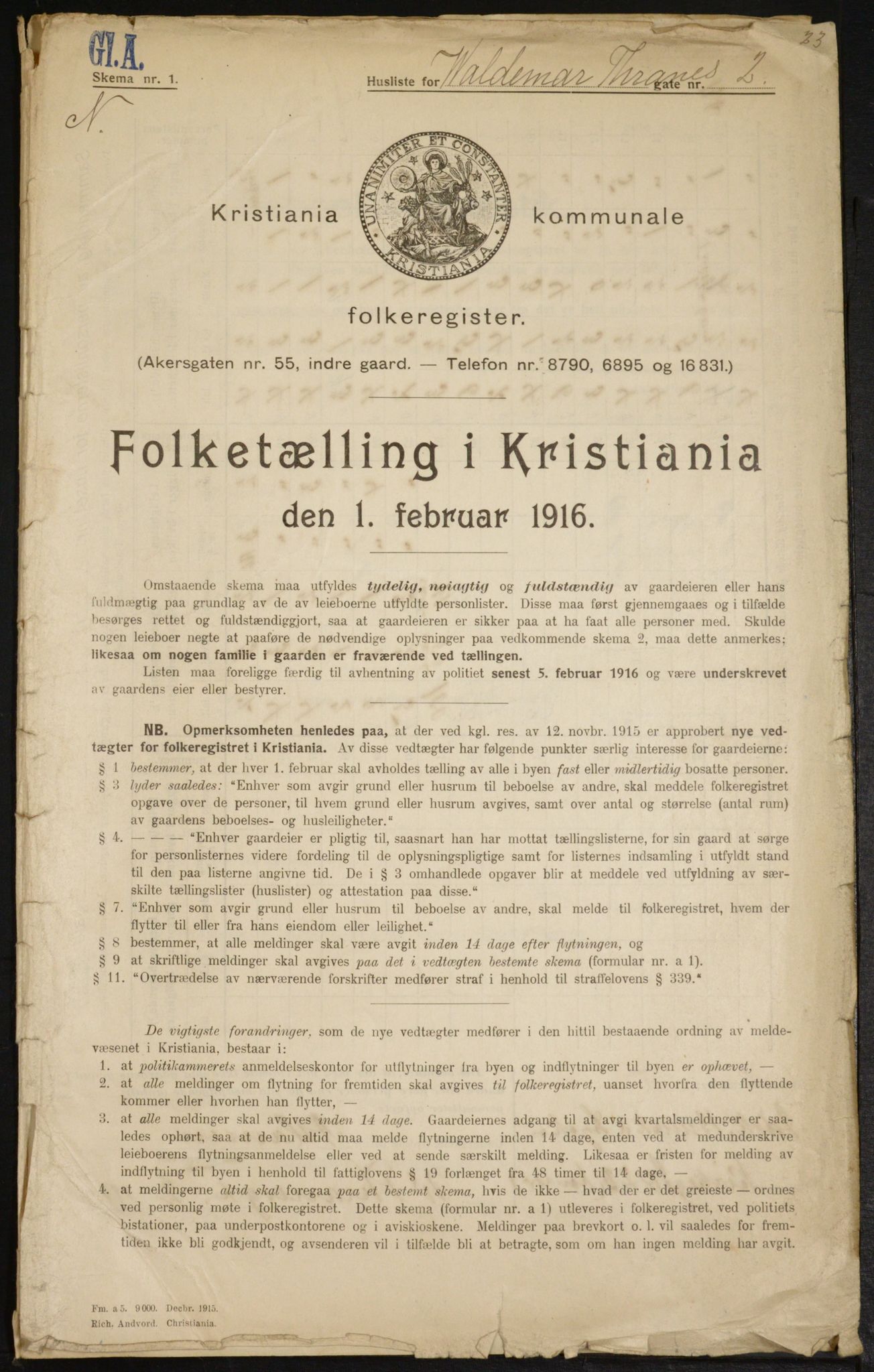 OBA, Municipal Census 1916 for Kristiania, 1916, p. 129883