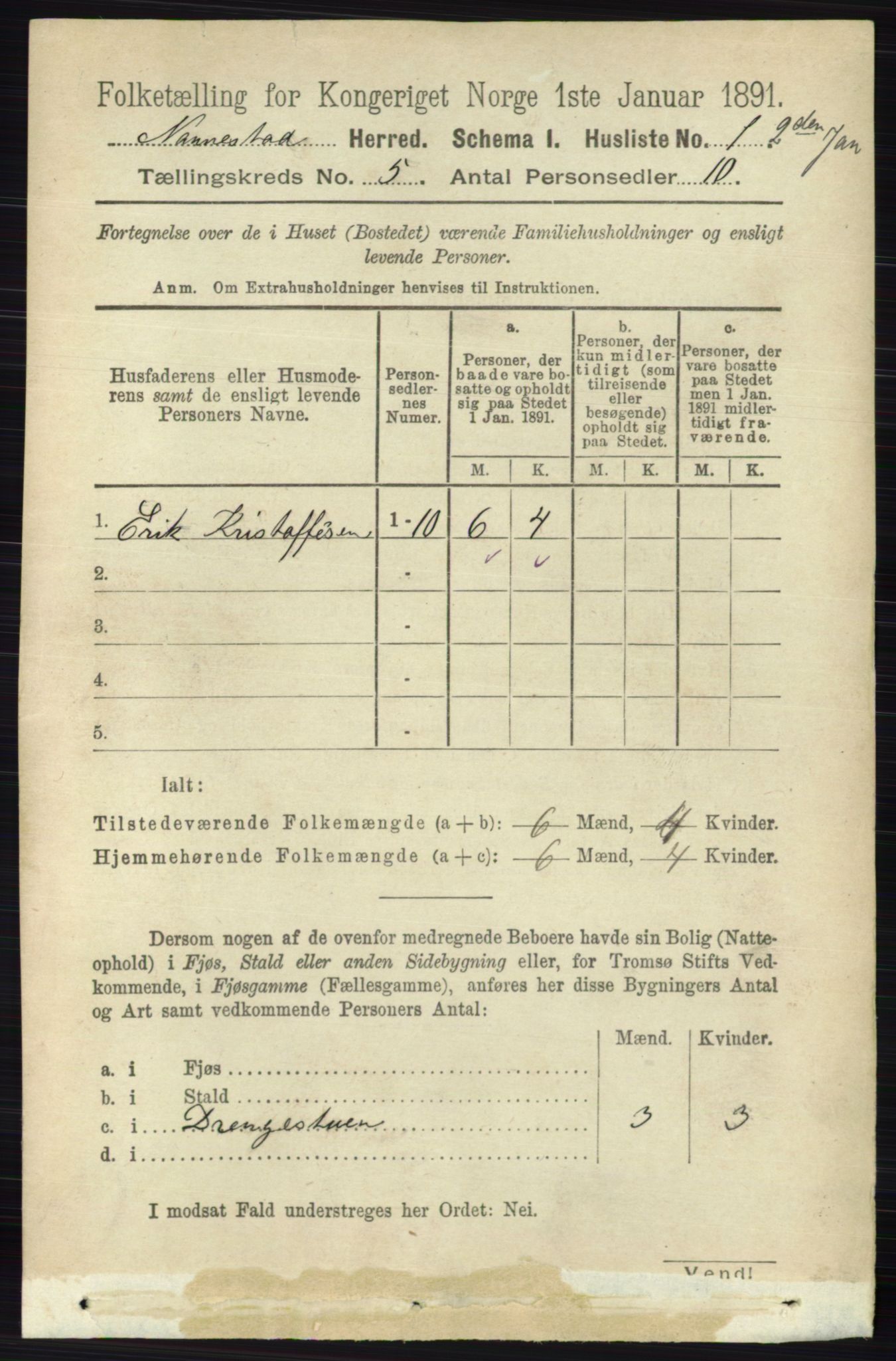 RA, 1891 census for 0238 Nannestad, 1891, p. 2522