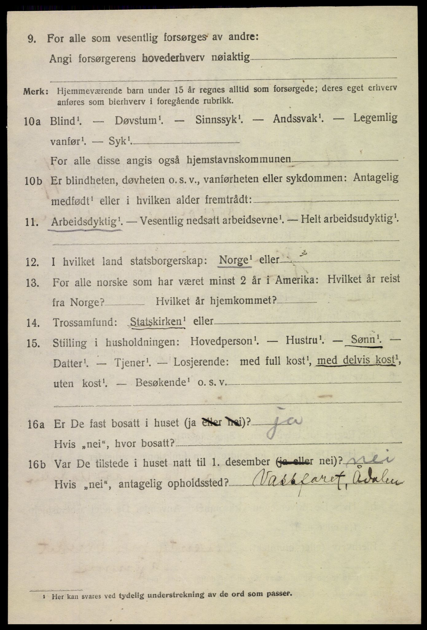 SAH, 1920 census for Nordre Land, 1920, p. 5663