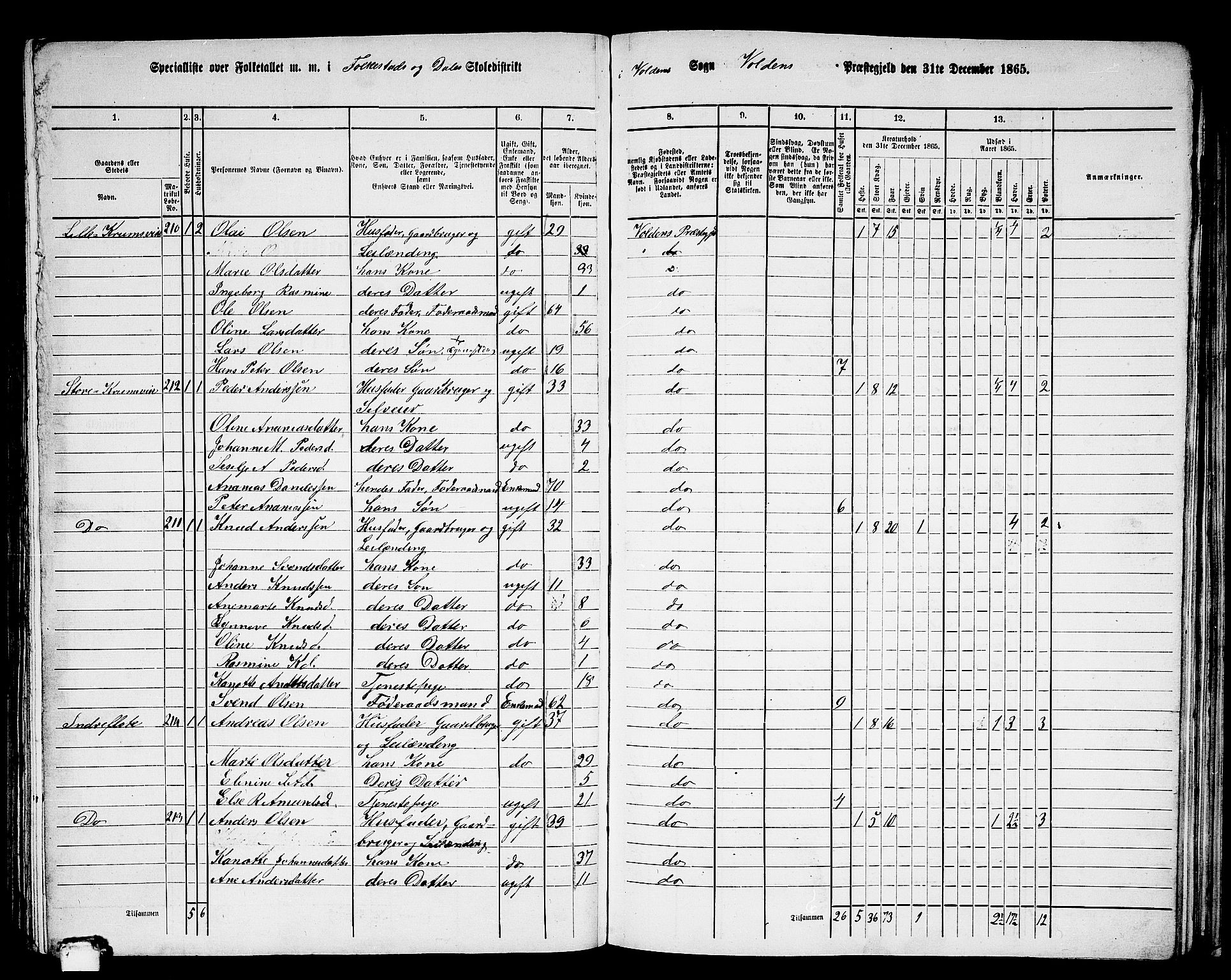 RA, 1865 census for Volda, 1865, p. 122