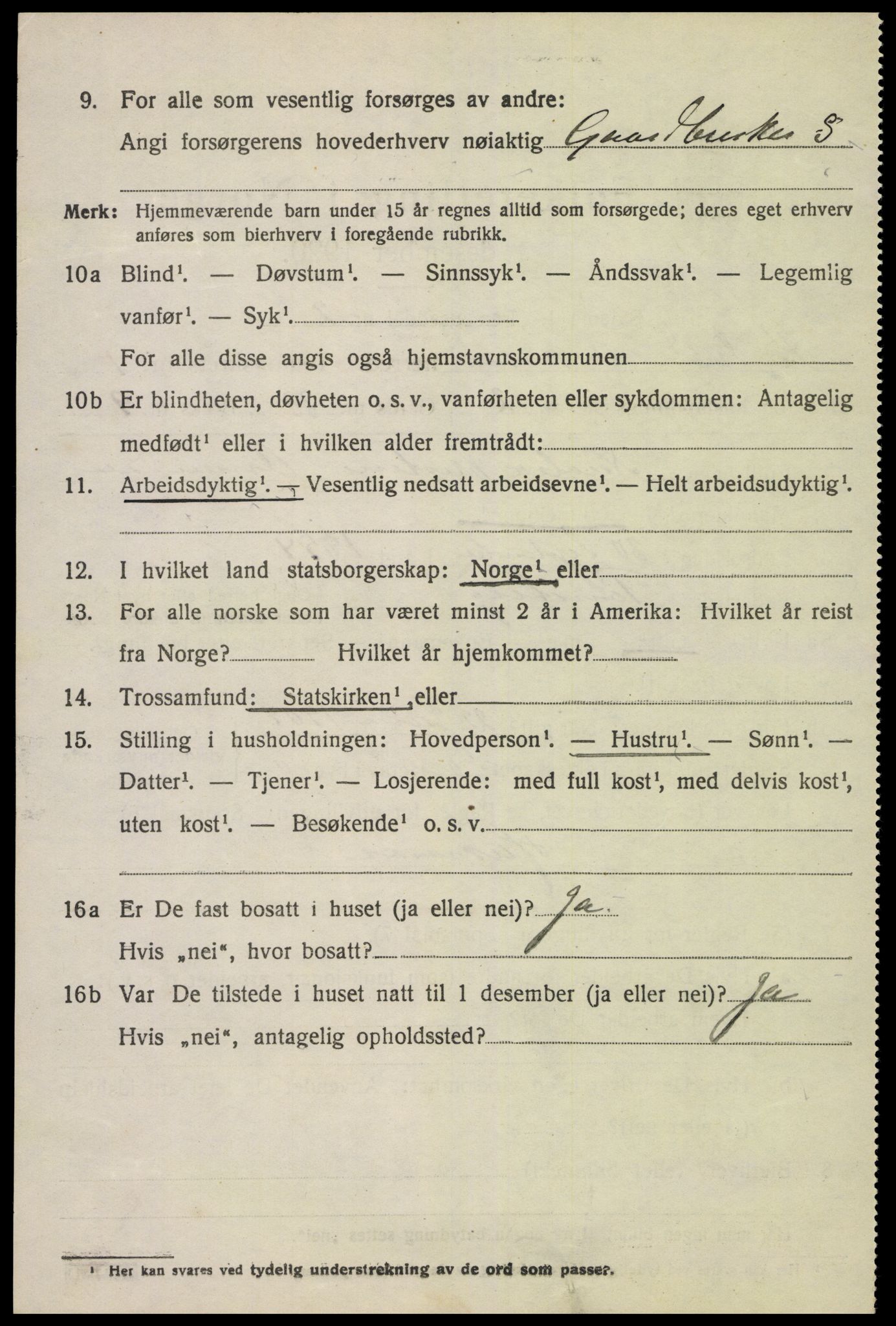 SAK, 1920 census for Vestre Moland, 1920, p. 1056