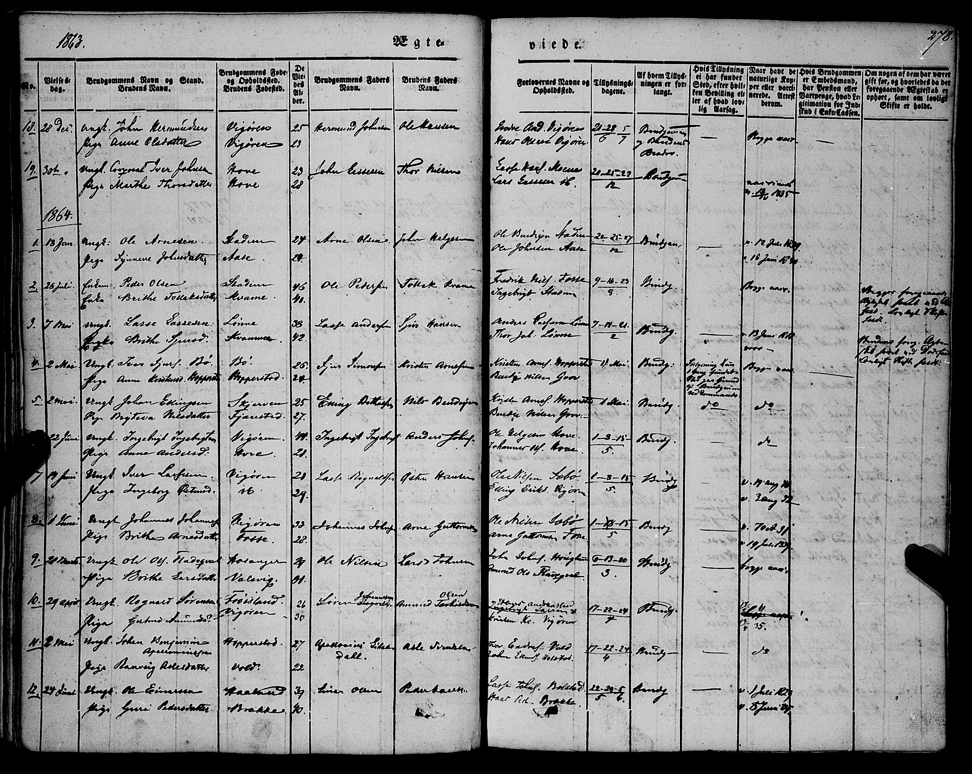 Vik sokneprestembete, AV/SAB-A-81501/H/Haa/Haaa/L0008: Parish register (official) no. A 8, 1846-1865, p. 278