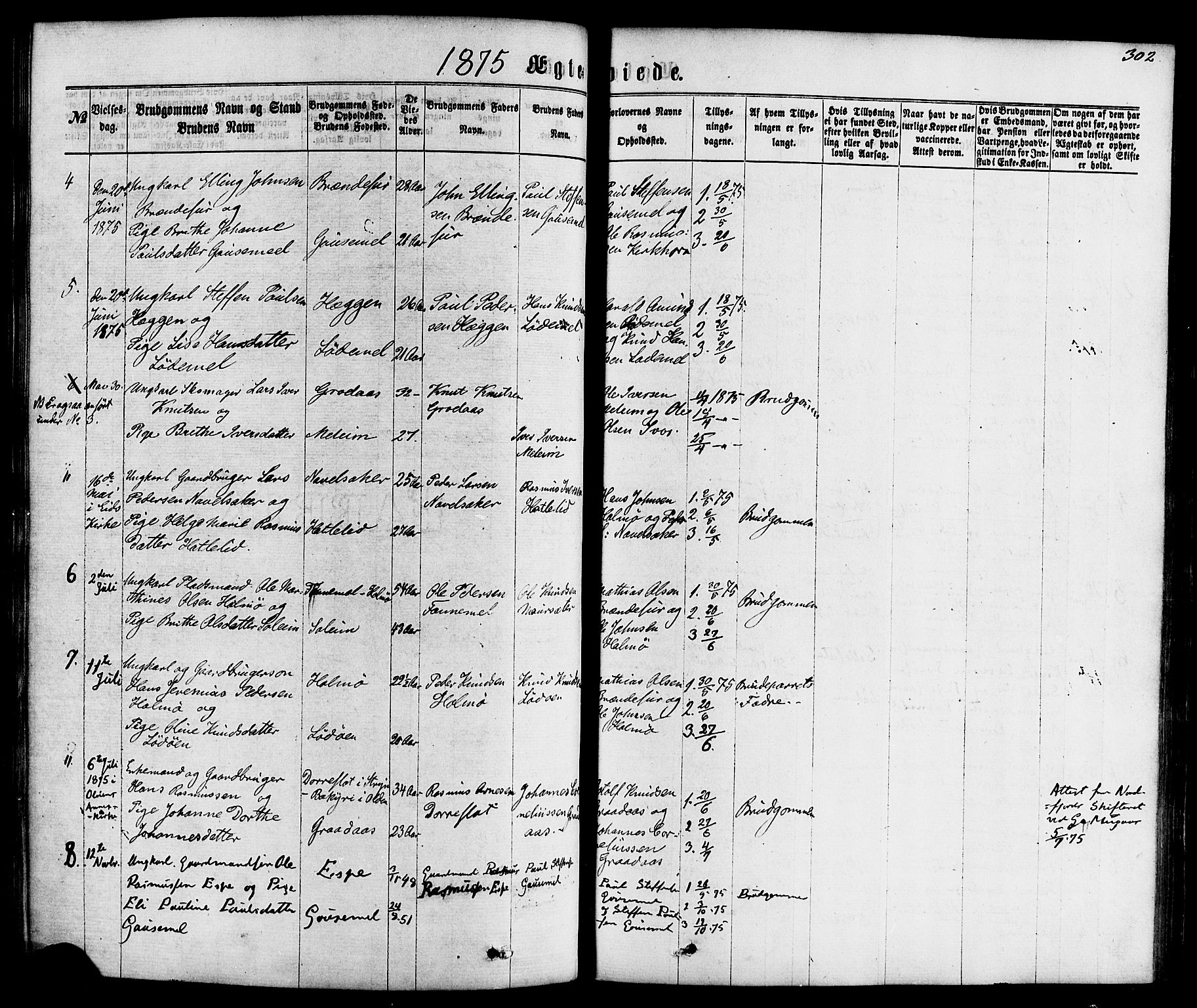 Hornindal sokneprestembete, AV/SAB-A-82401/H/Haa/Haaa/L0002: Parish register (official) no. A 2, 1867-1884, p. 302