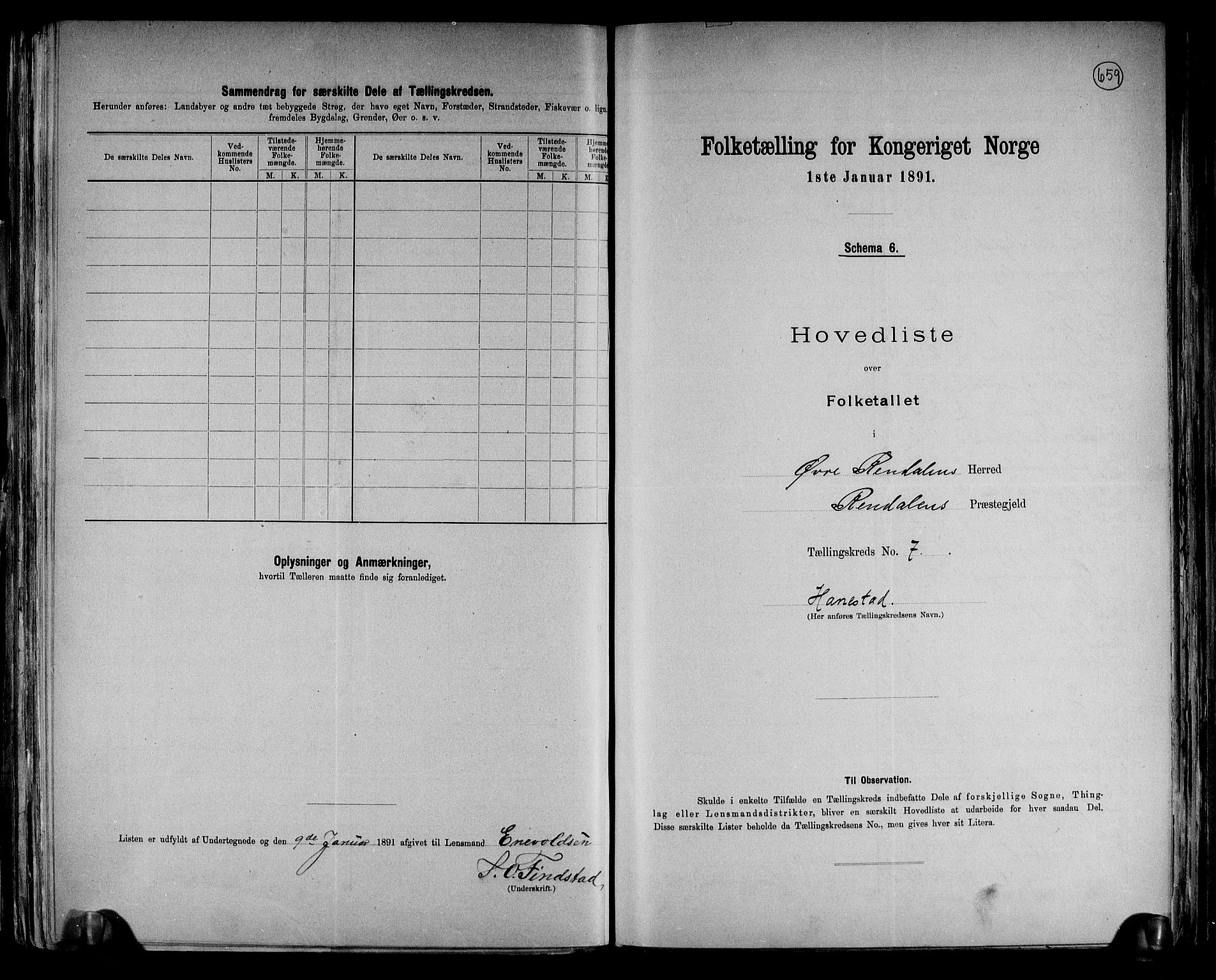 RA, 1891 census for 0433 Øvre Rendal, 1891, p. 15