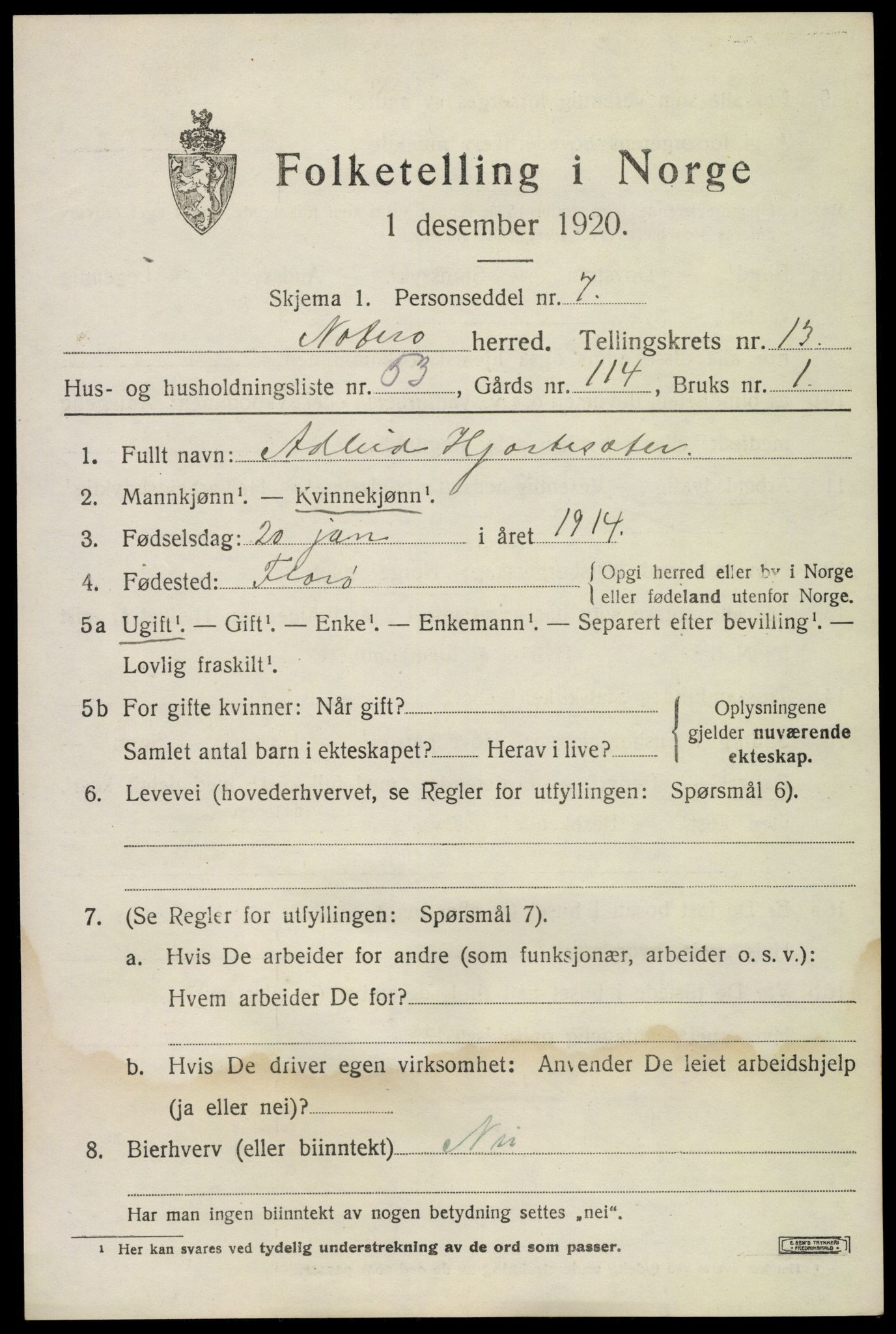 SAKO, 1920 census for Nøtterøy, 1920, p. 15747