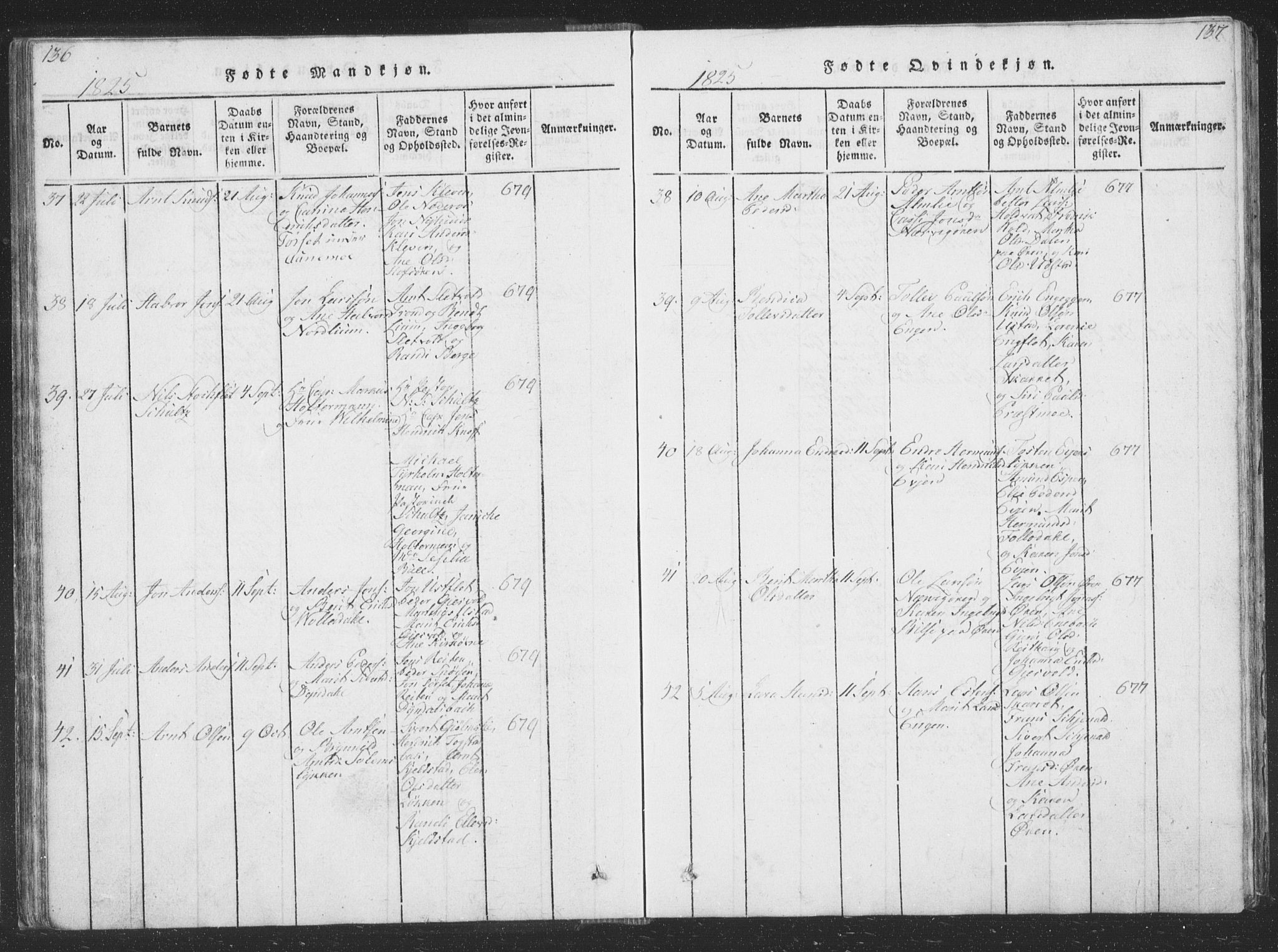 Ministerialprotokoller, klokkerbøker og fødselsregistre - Sør-Trøndelag, AV/SAT-A-1456/668/L0816: Parish register (copy) no. 668C05, 1816-1893, p. 136-137