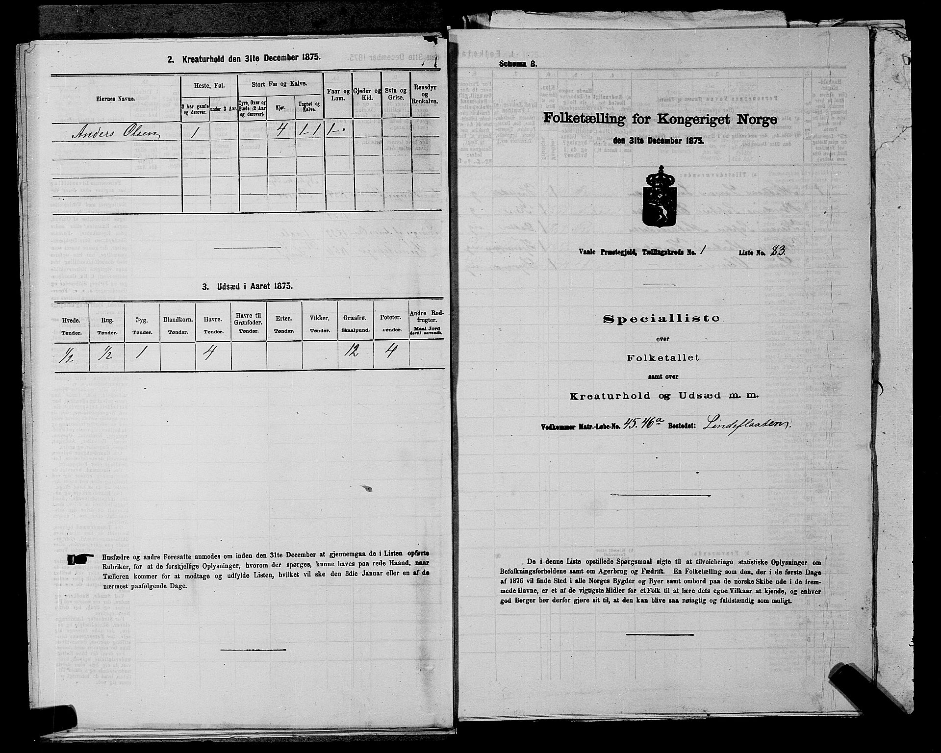 SAKO, 1875 census for 0716P Våle, 1875, p. 210