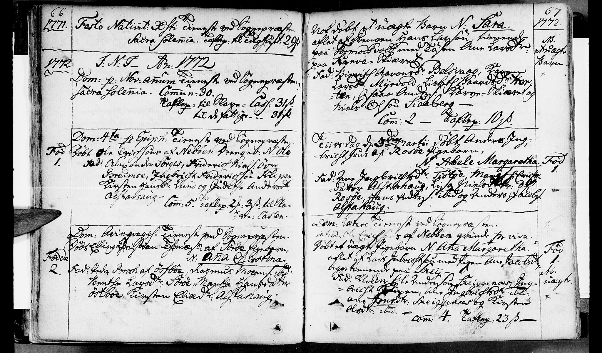 Ministerialprotokoller, klokkerbøker og fødselsregistre - Nordland, AV/SAT-A-1459/830/L0436: Parish register (official) no. 830A05 /1, 1737-1804, p. 66-67