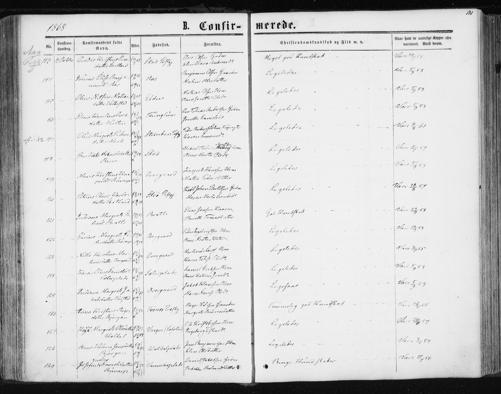 Ministerialprotokoller, klokkerbøker og fødselsregistre - Nord-Trøndelag, AV/SAT-A-1458/741/L0394: Parish register (official) no. 741A08, 1864-1877, p. 181
