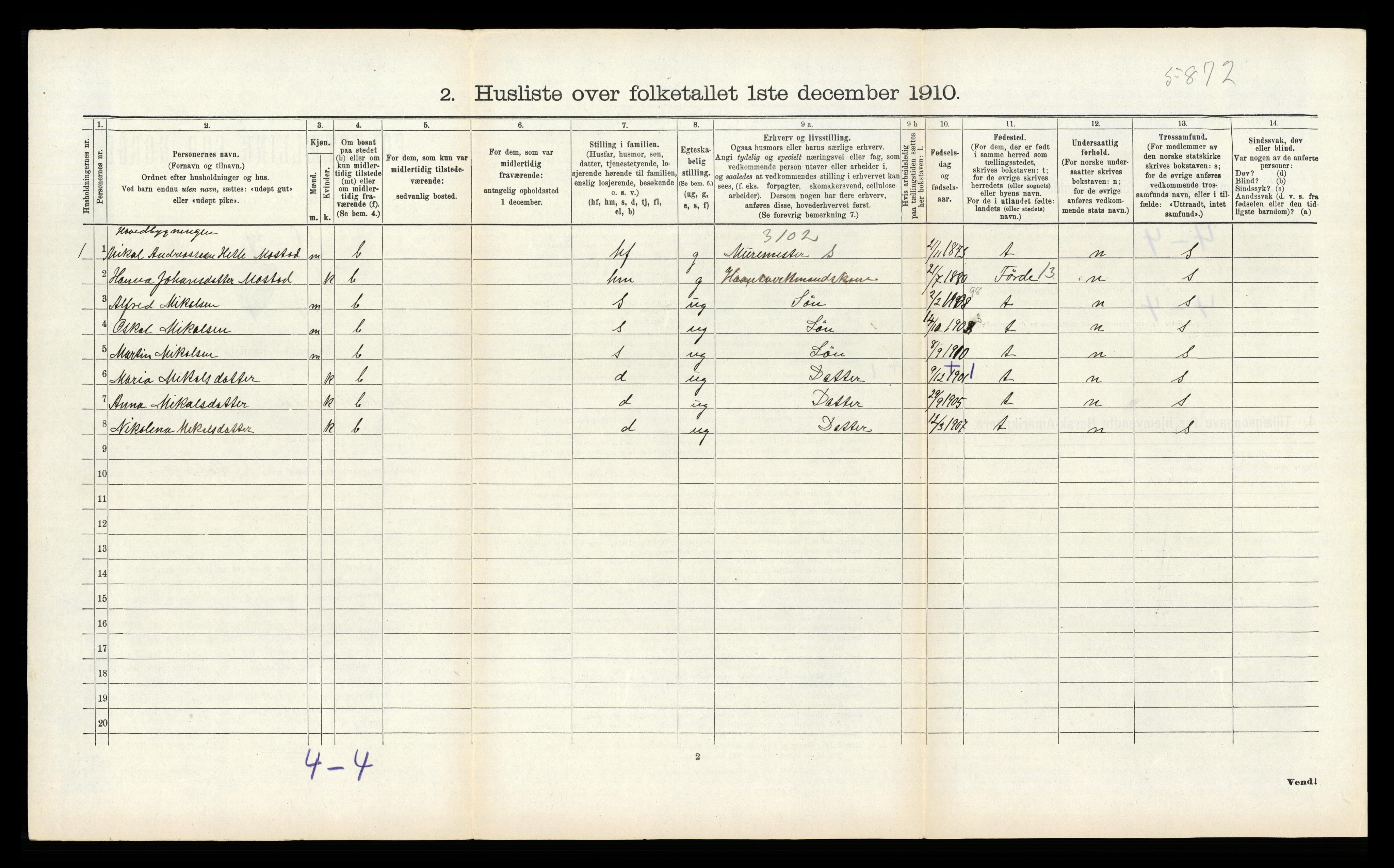 RA, 1910 census for Indre Holmedal, 1910, p. 267