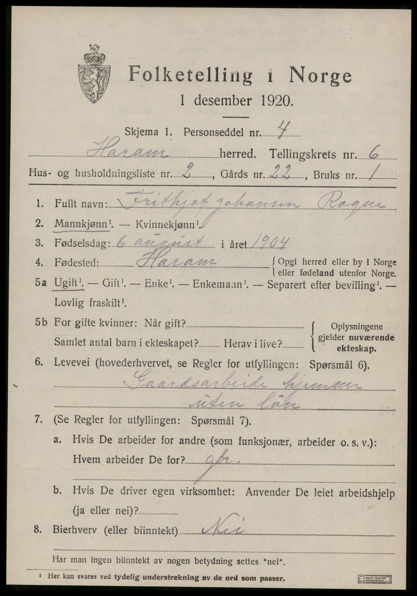 SAT, 1920 census for Haram, 1920, p. 3247