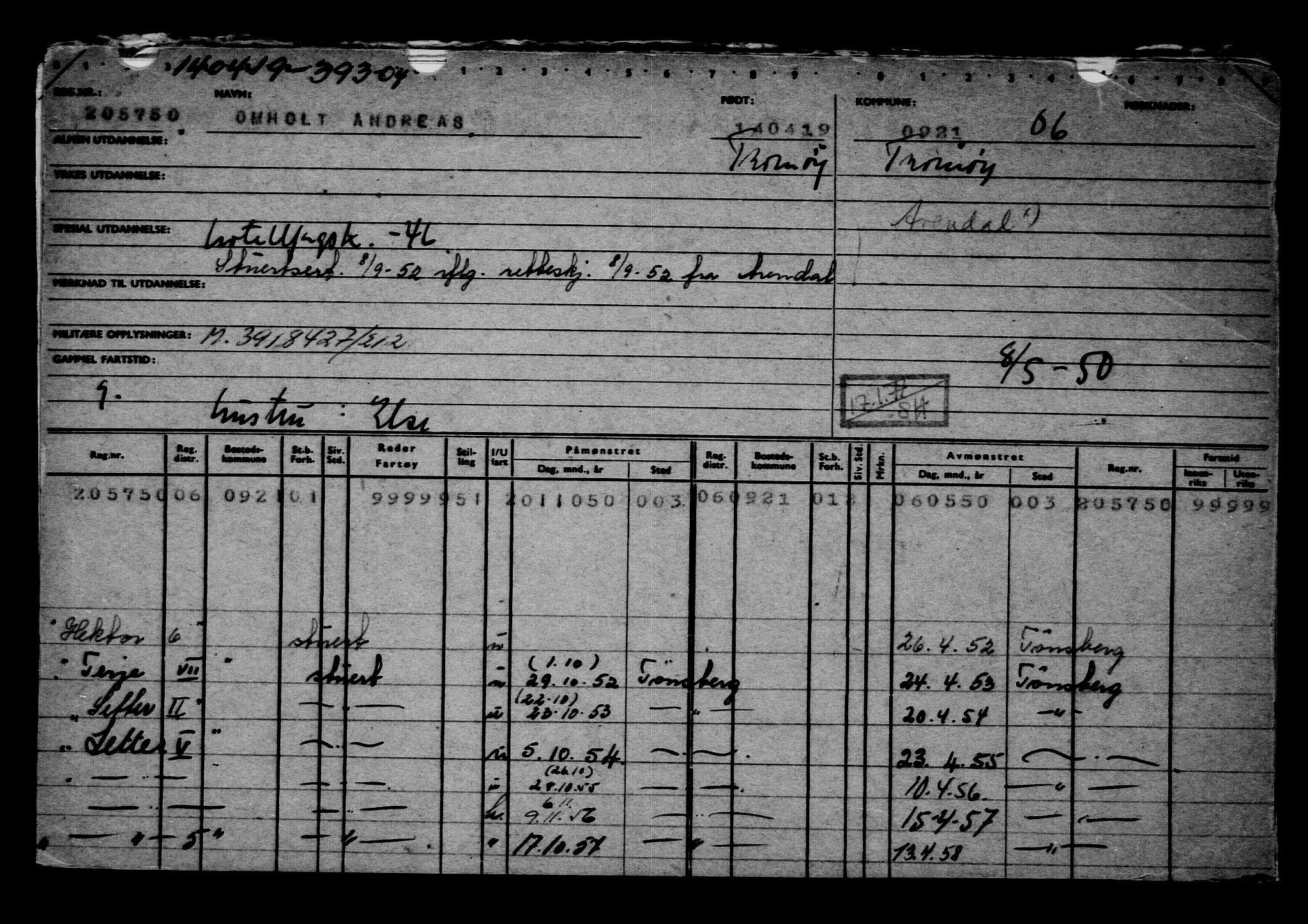 Direktoratet for sjømenn, AV/RA-S-3545/G/Gb/L0168: Hovedkort, 1919, p. 13