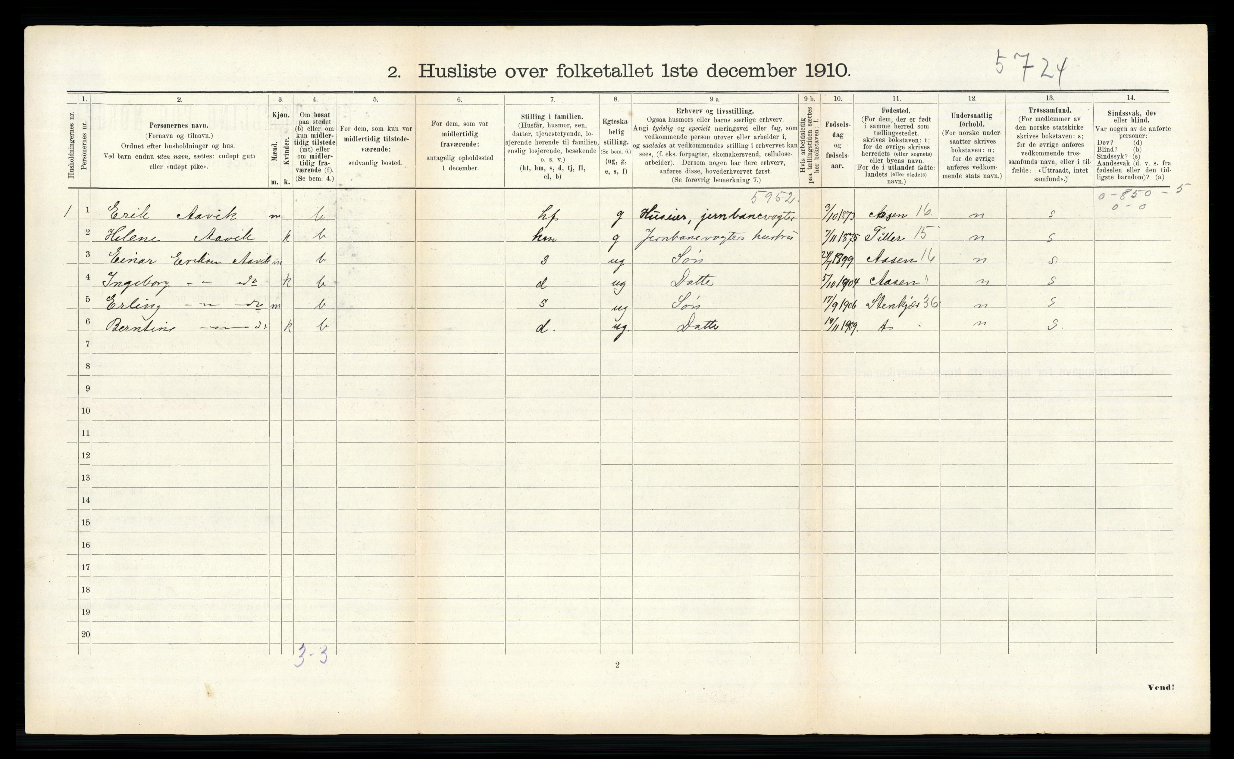 RA, 1910 census for Egge, 1910, p. 180