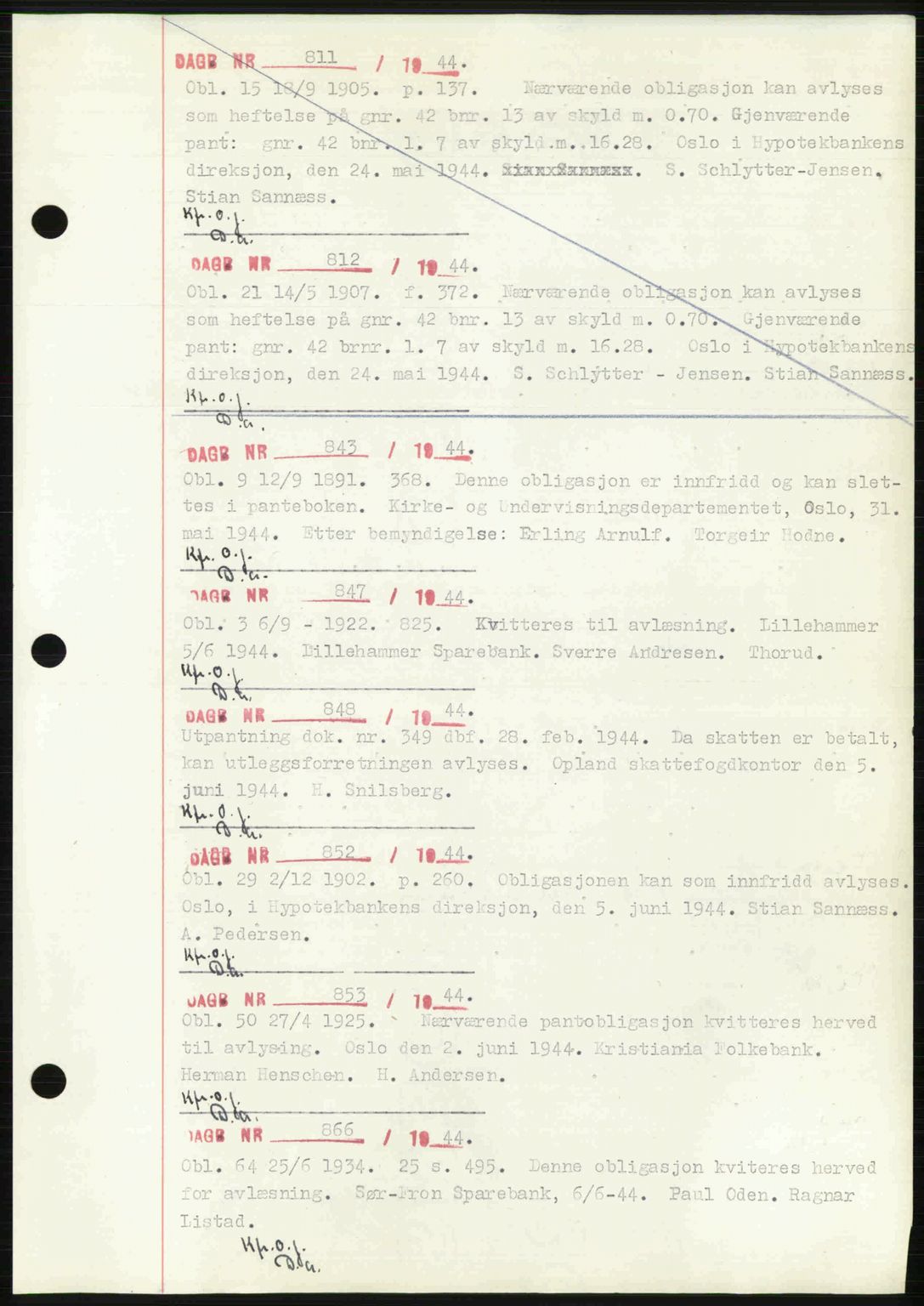 Sør-Gudbrandsdal tingrett, SAH/TING-004/H/Hb/Hbf/L0002: Mortgage book no. C1, 1938-1951, Diary no: : 843/1944