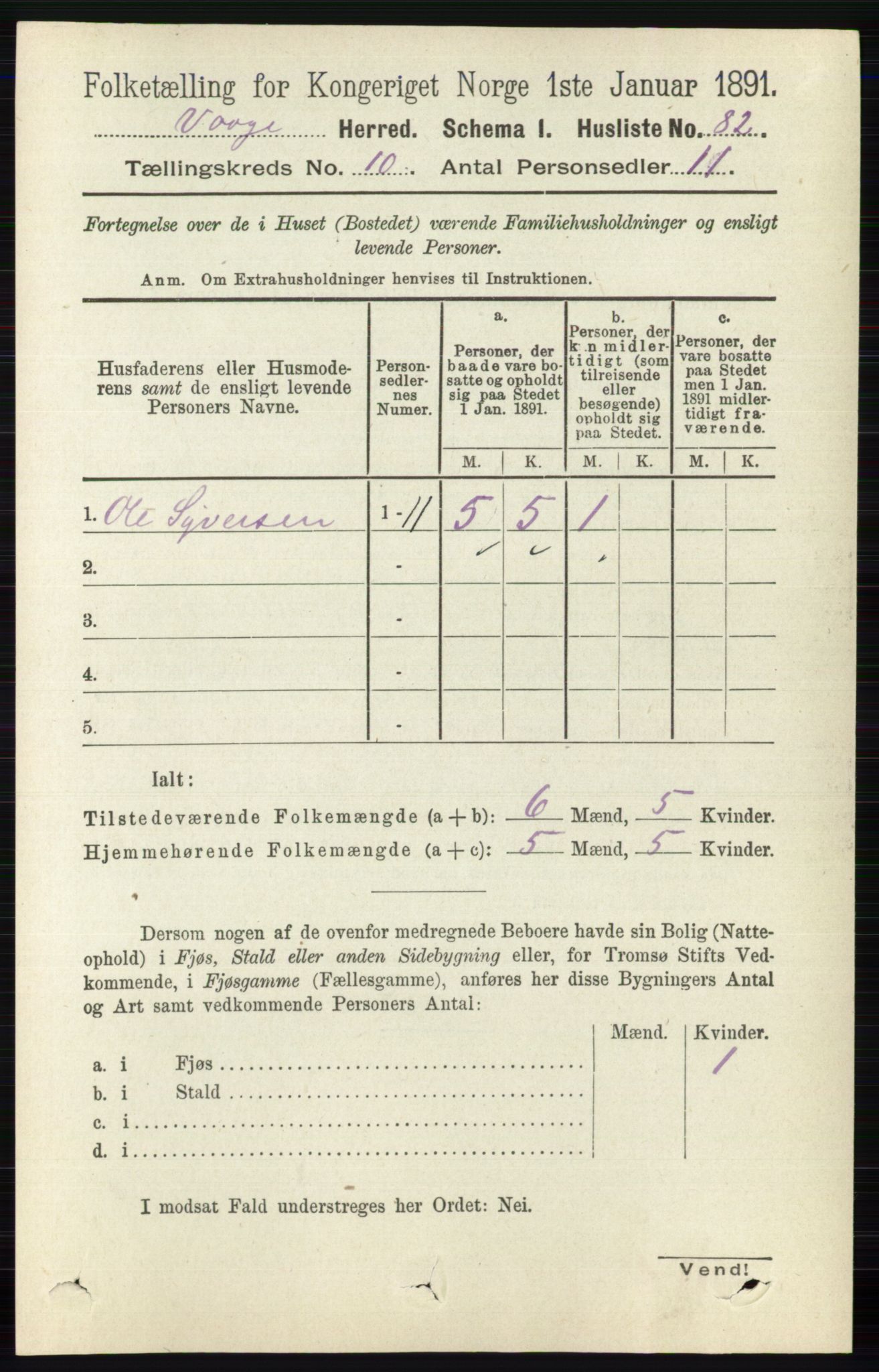 RA, 1891 census for 0515 Vågå, 1891, p. 6212