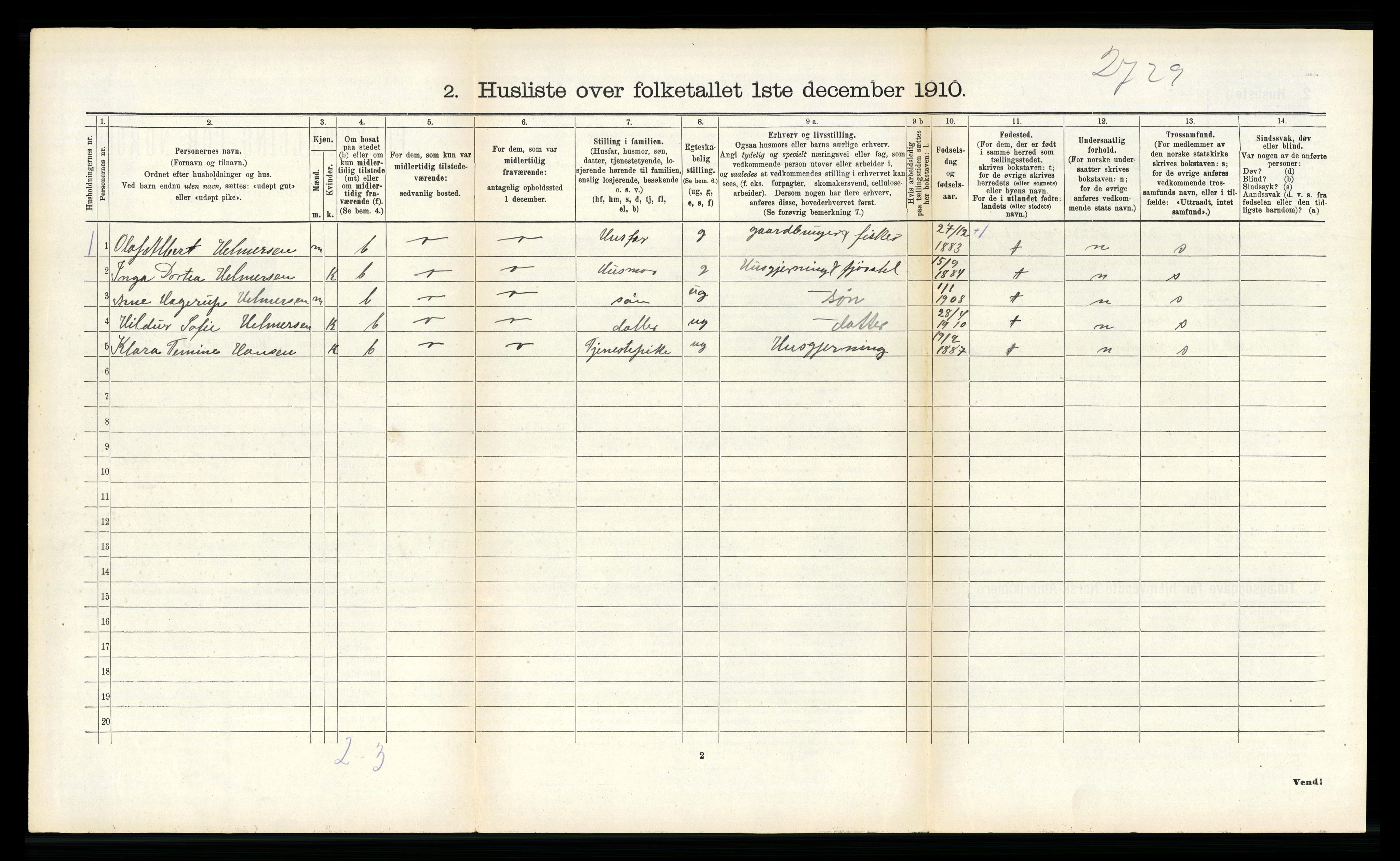 RA, 1910 census for Dverberg, 1910, p. 509