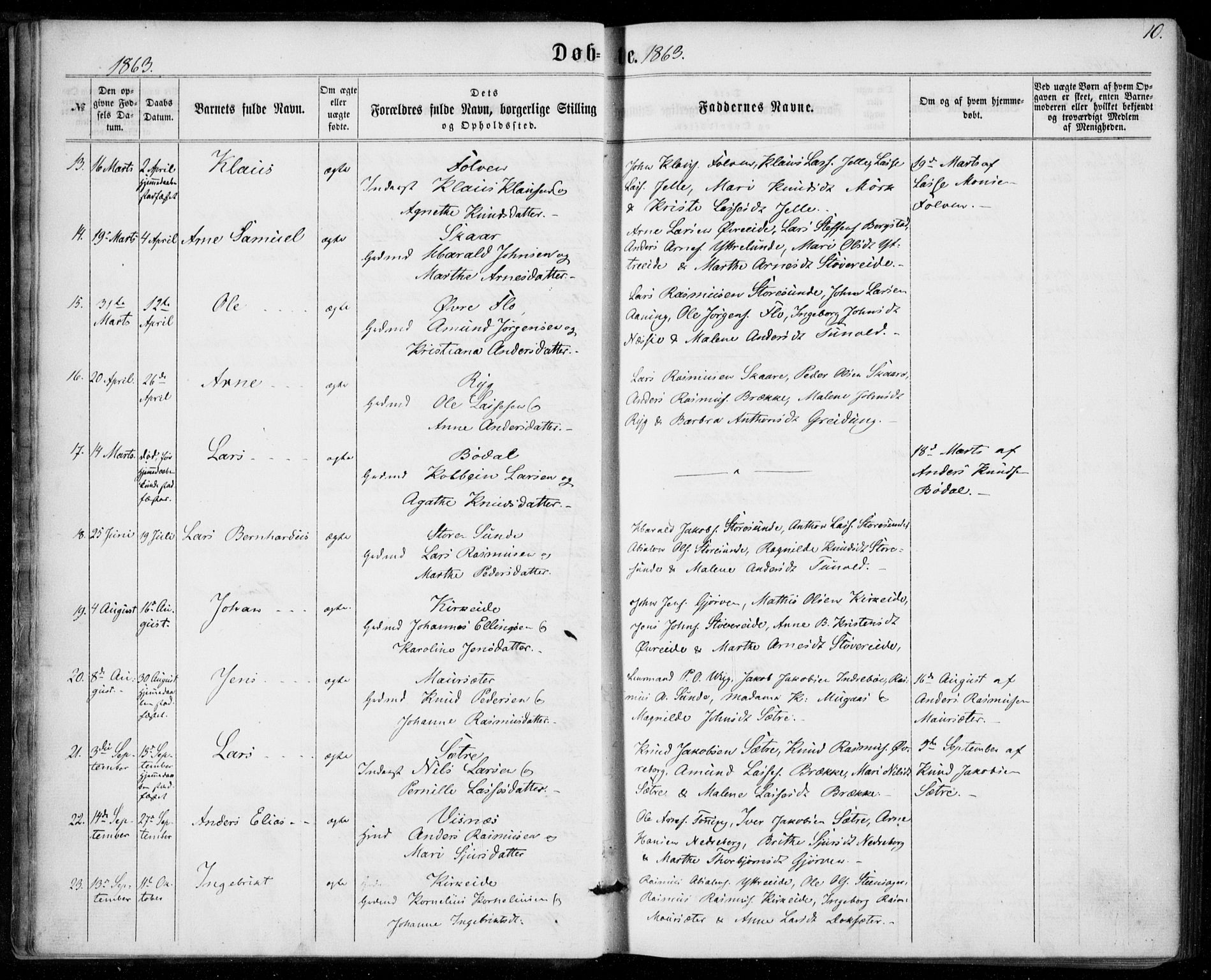 Stryn Sokneprestembete, SAB/A-82501: Parish register (official) no. A 3, 1862-1877, p. 10