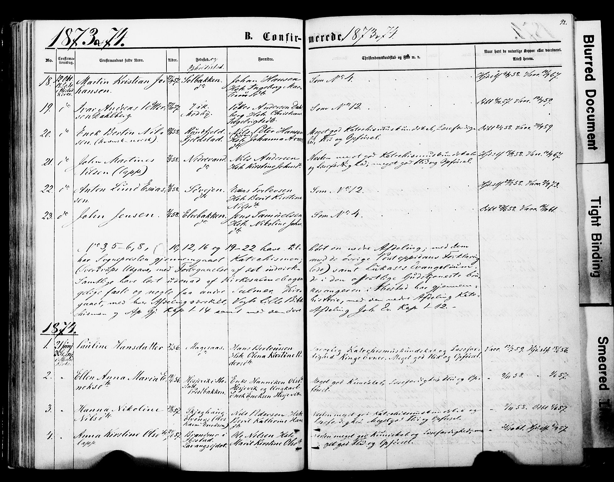 Ibestad sokneprestembete, SATØ/S-0077/H/Ha/Haa/L0013kirke: Parish register (official) no. 13, 1865-1879, p. 92